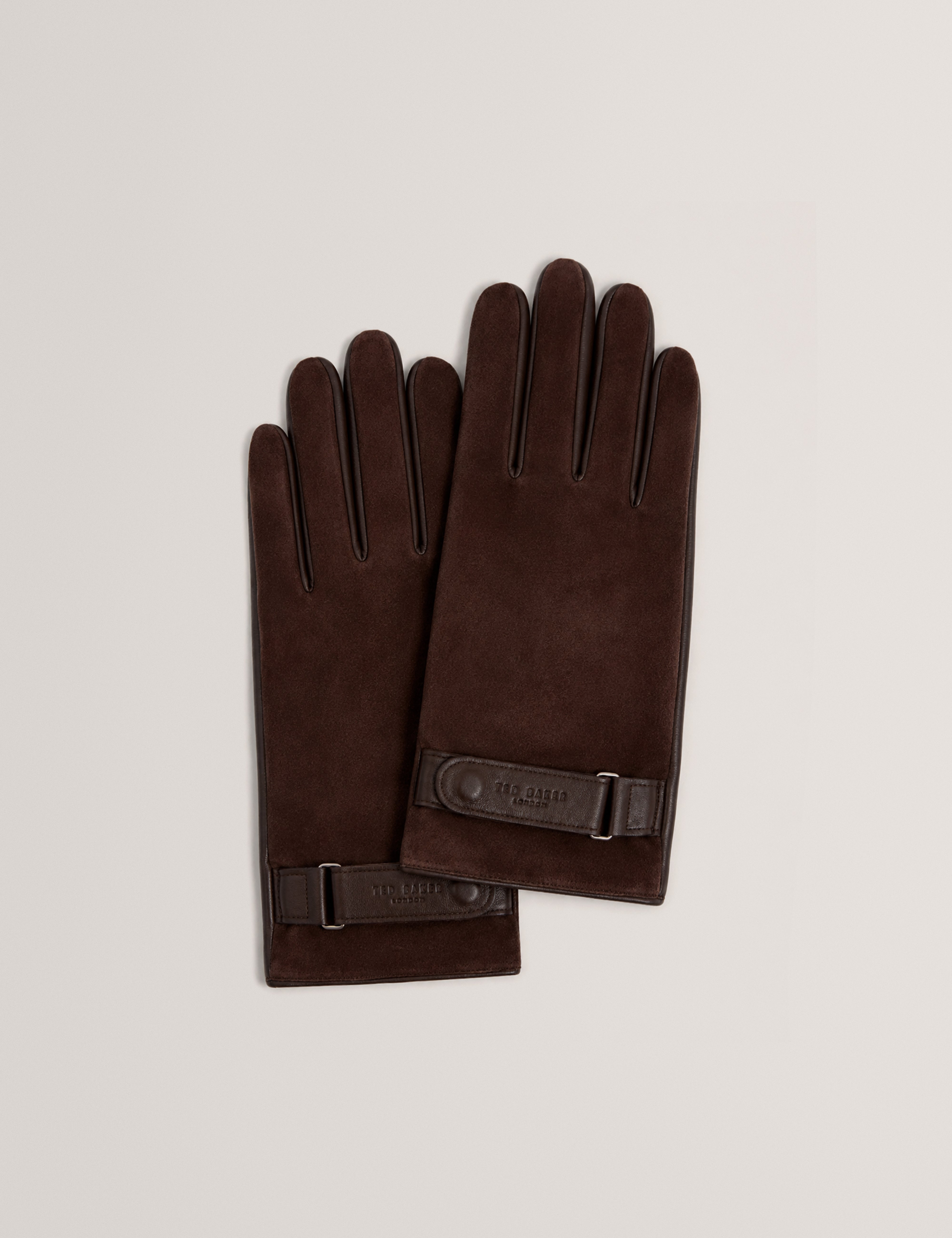 Hatii Suede Leather Gloves Brown