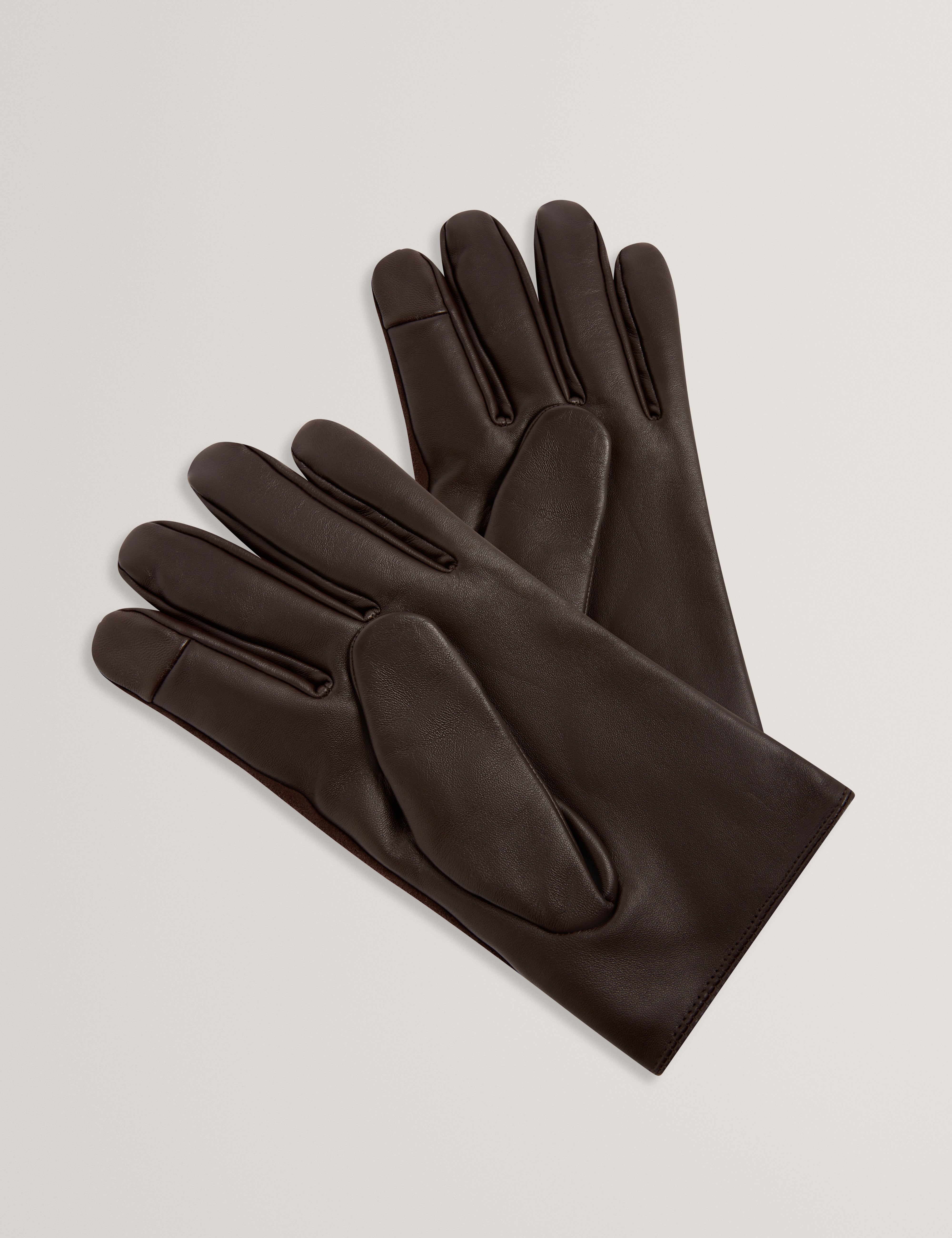 Hatii Suede Leather Gloves Brown