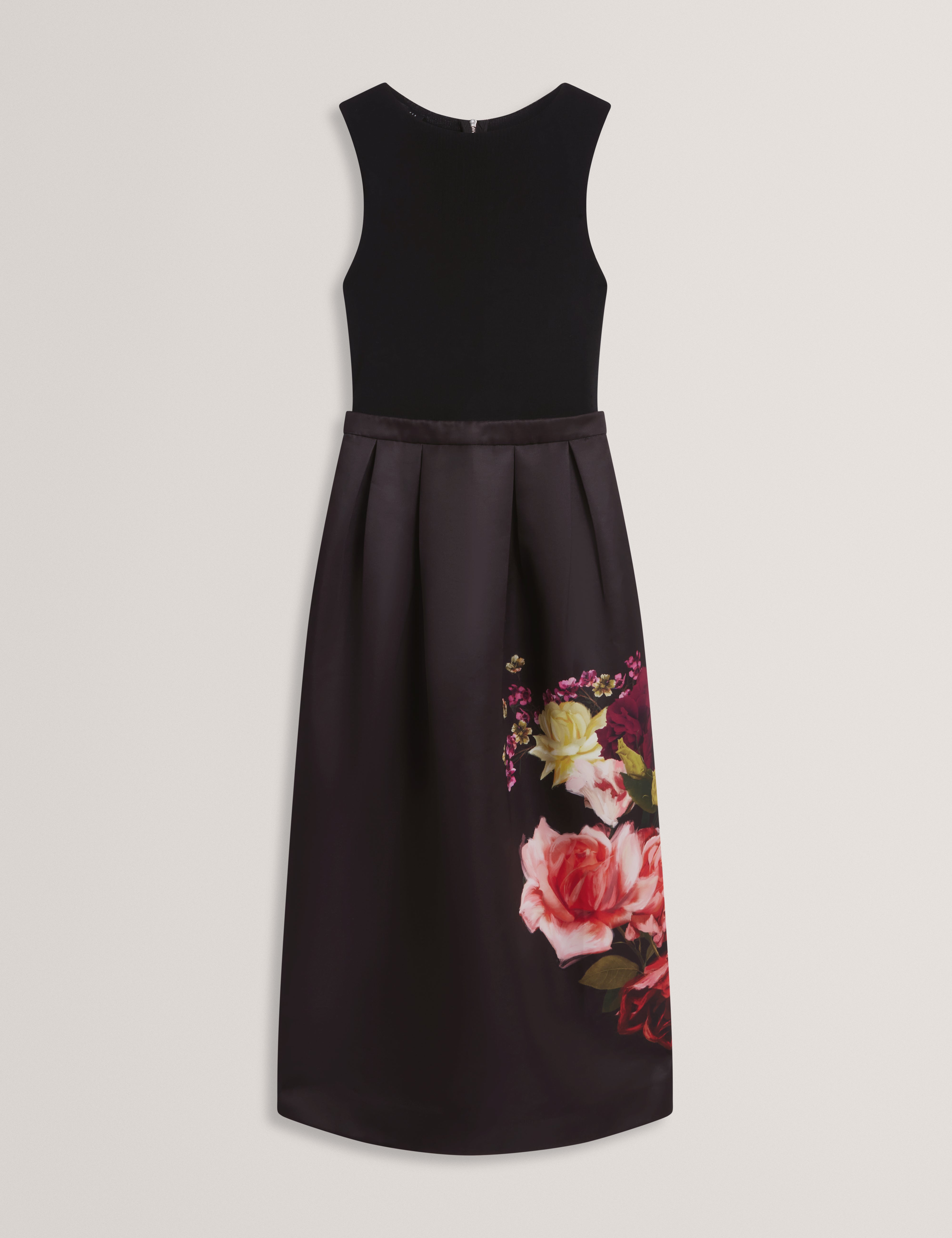 Venella Mockable Midi Dress With Tulip Print Black