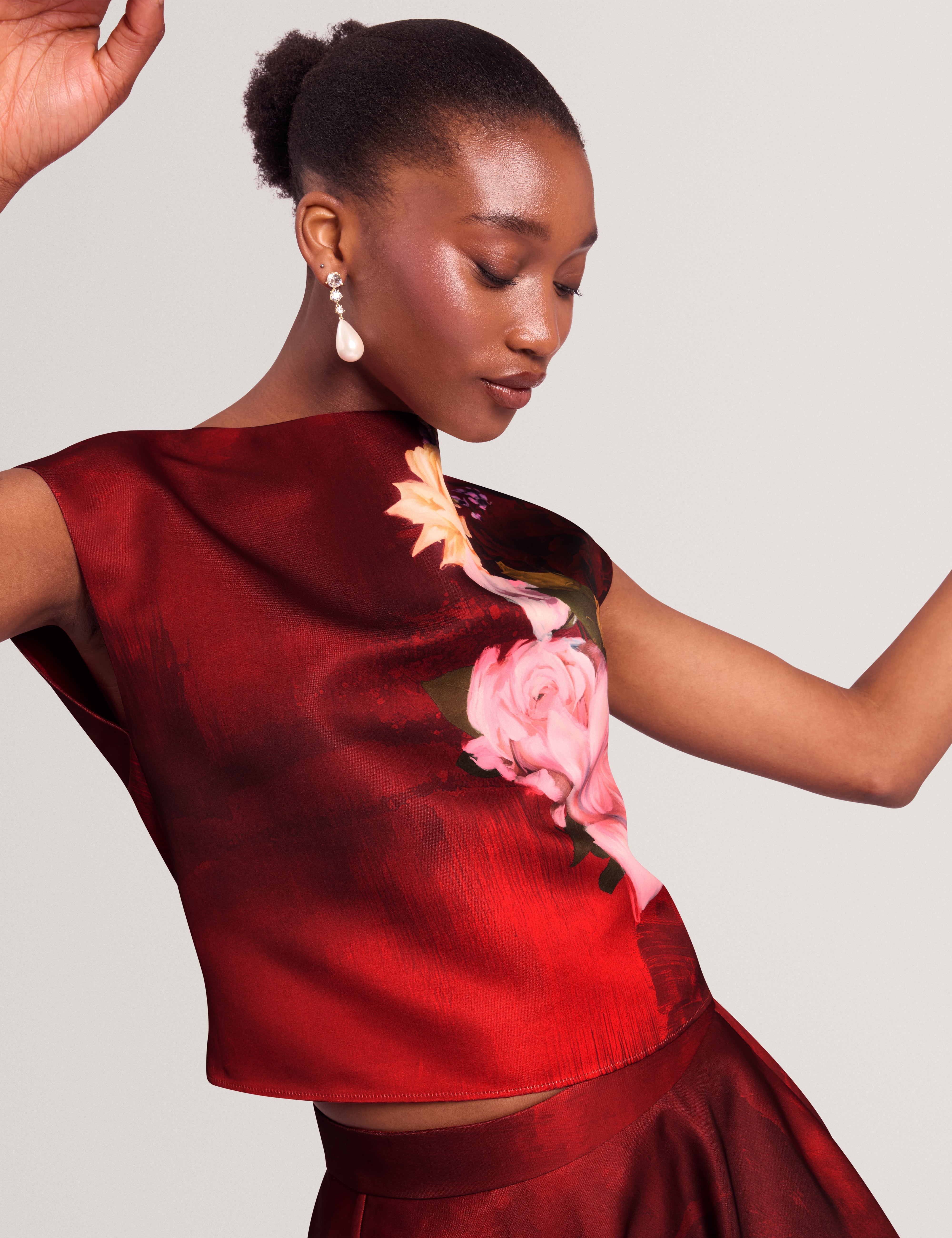 Pawlaa Floral Printed Top Red