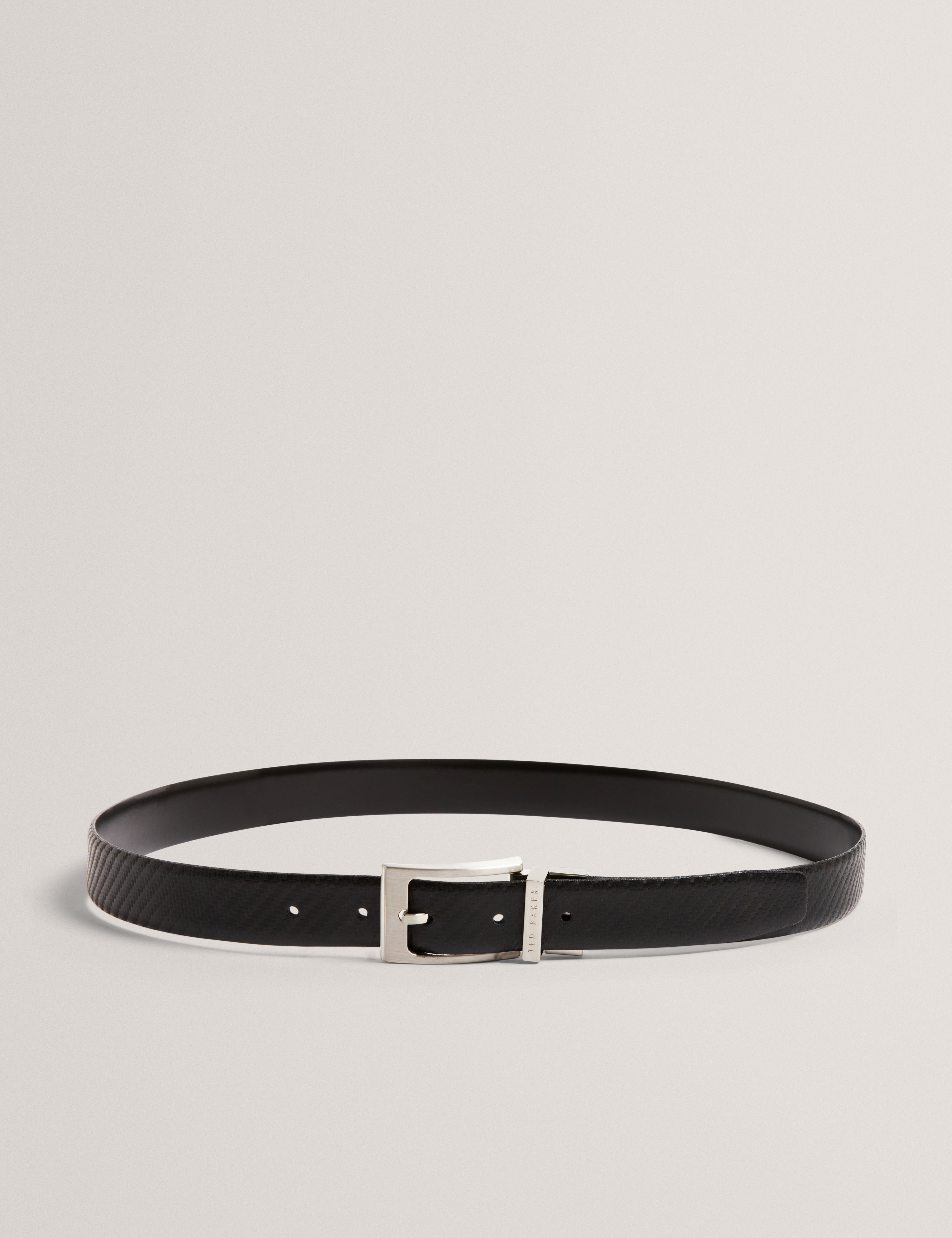 Aimen Leather Detail Weave Belt Black
