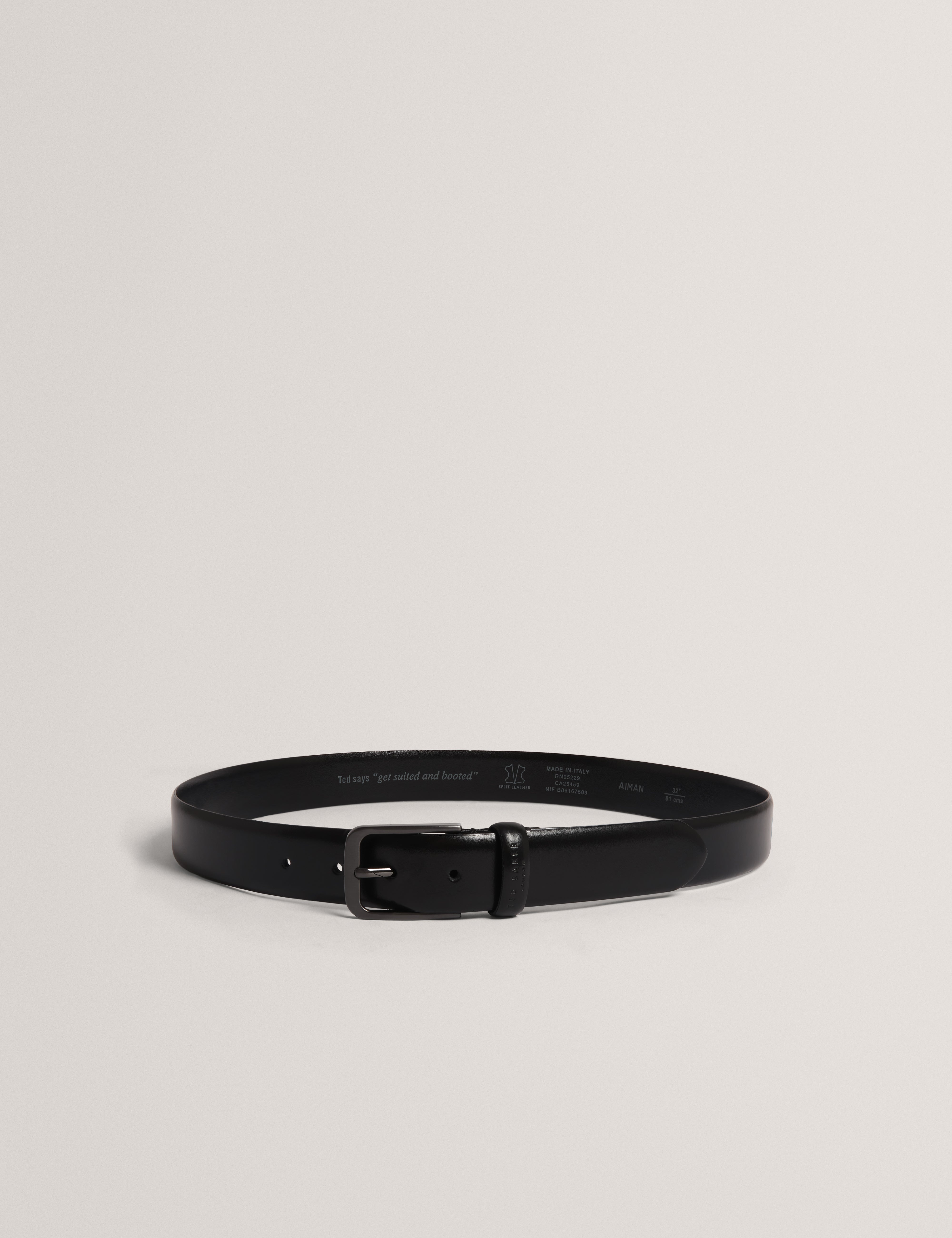 Aiman Burnished Leather Belt Navy