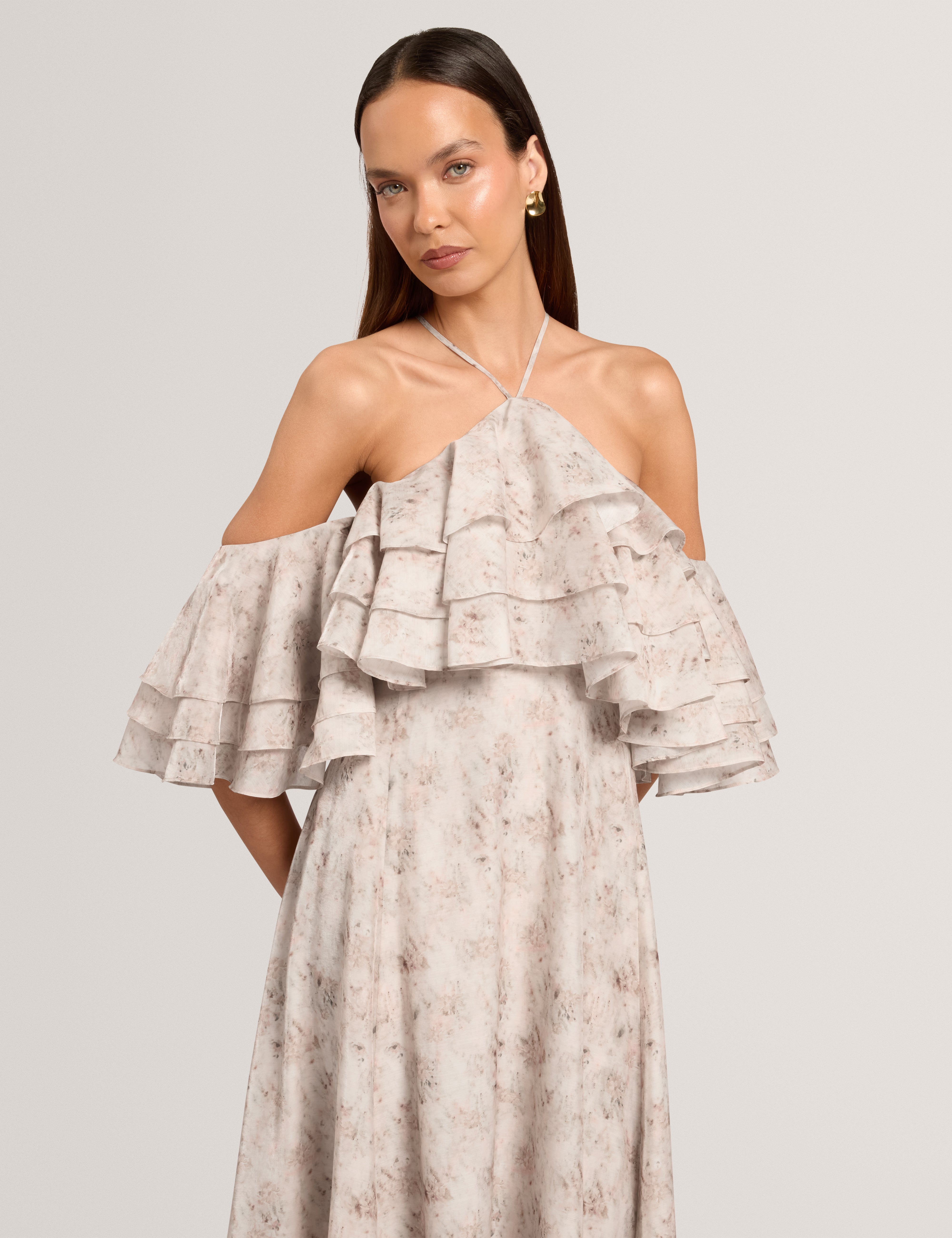 Ceylia Ruffle Maxi Dress Ivory