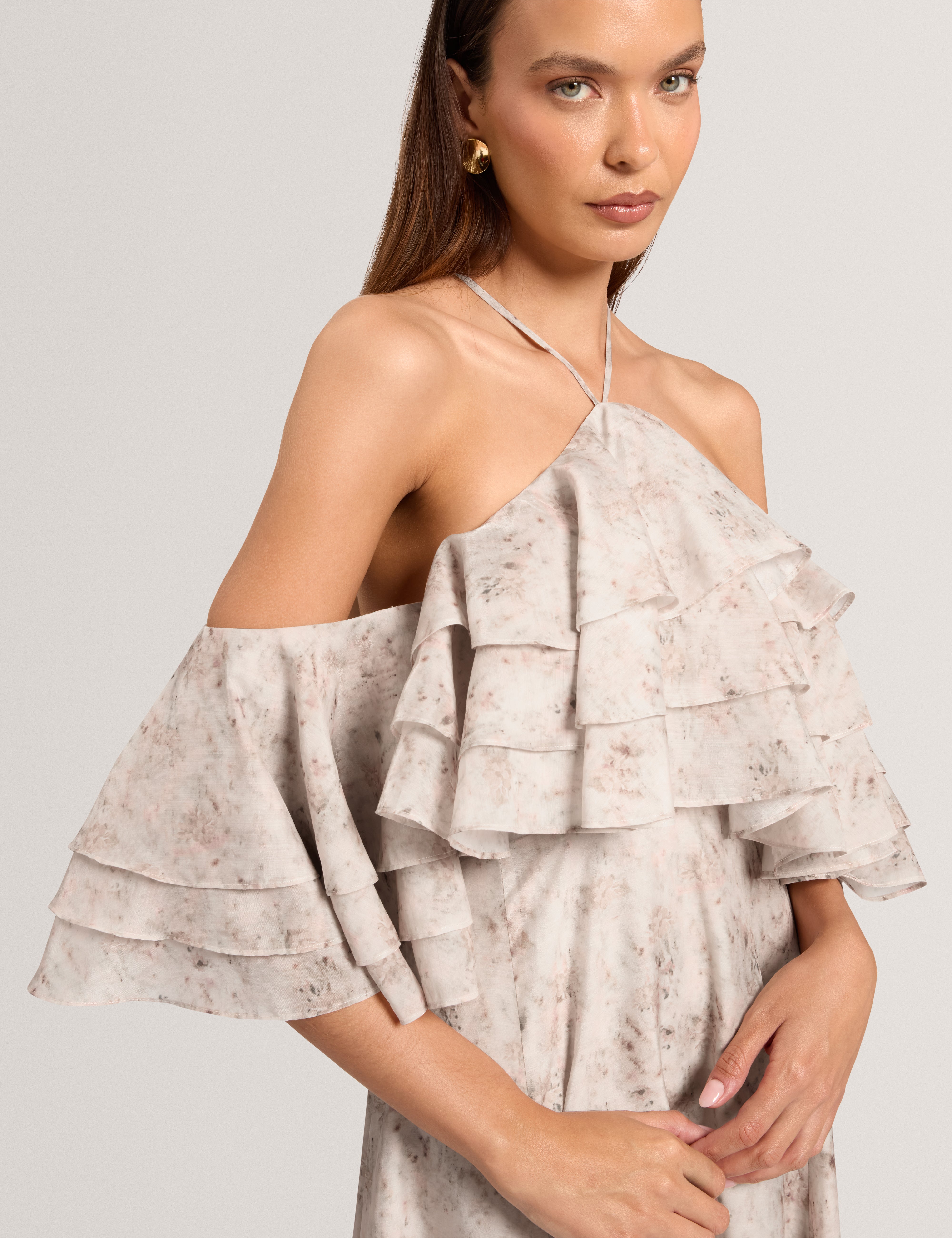 Ceylia Ruffle Maxi Dress Ivory