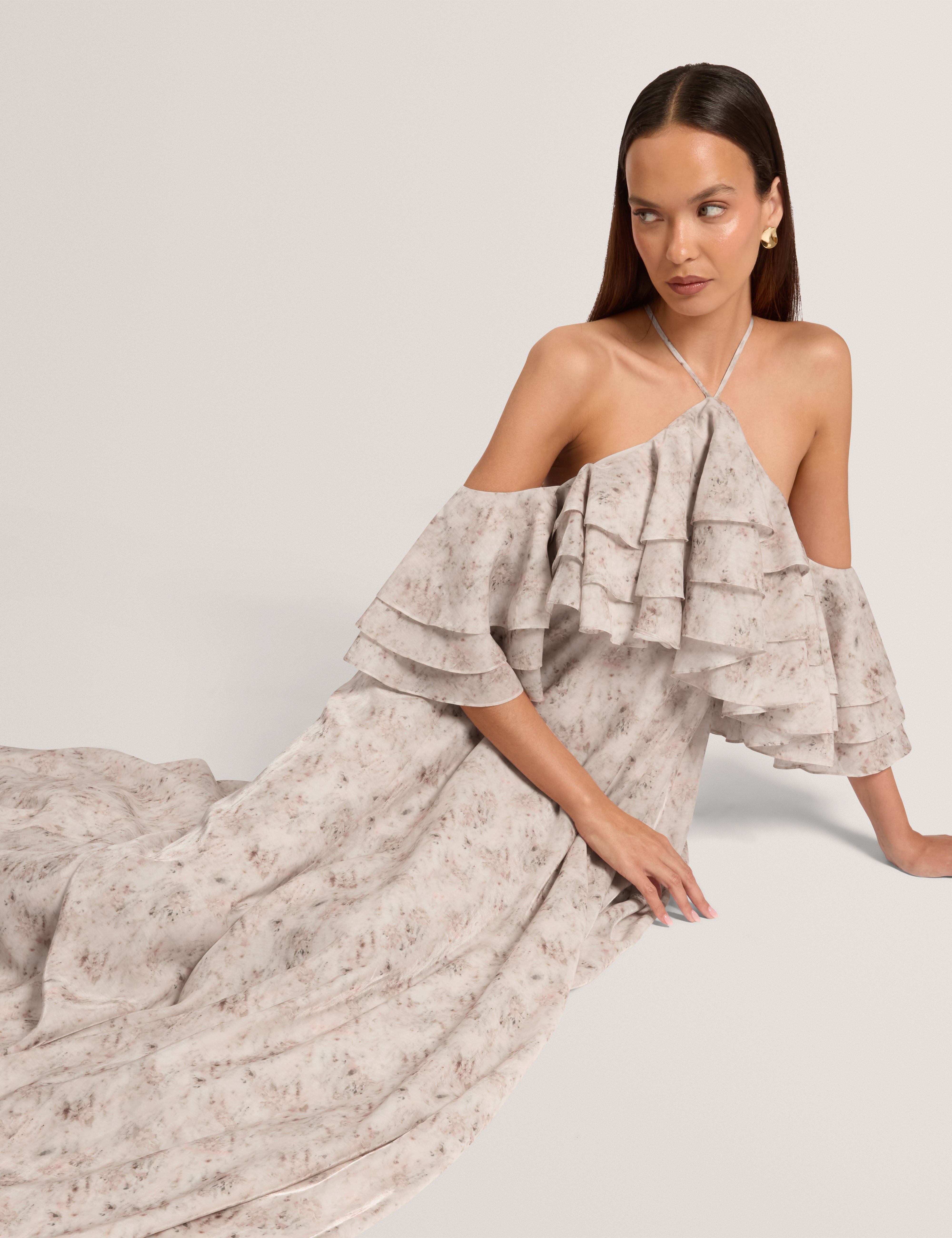 Ceylia Ruffle Maxi Dress Ivory