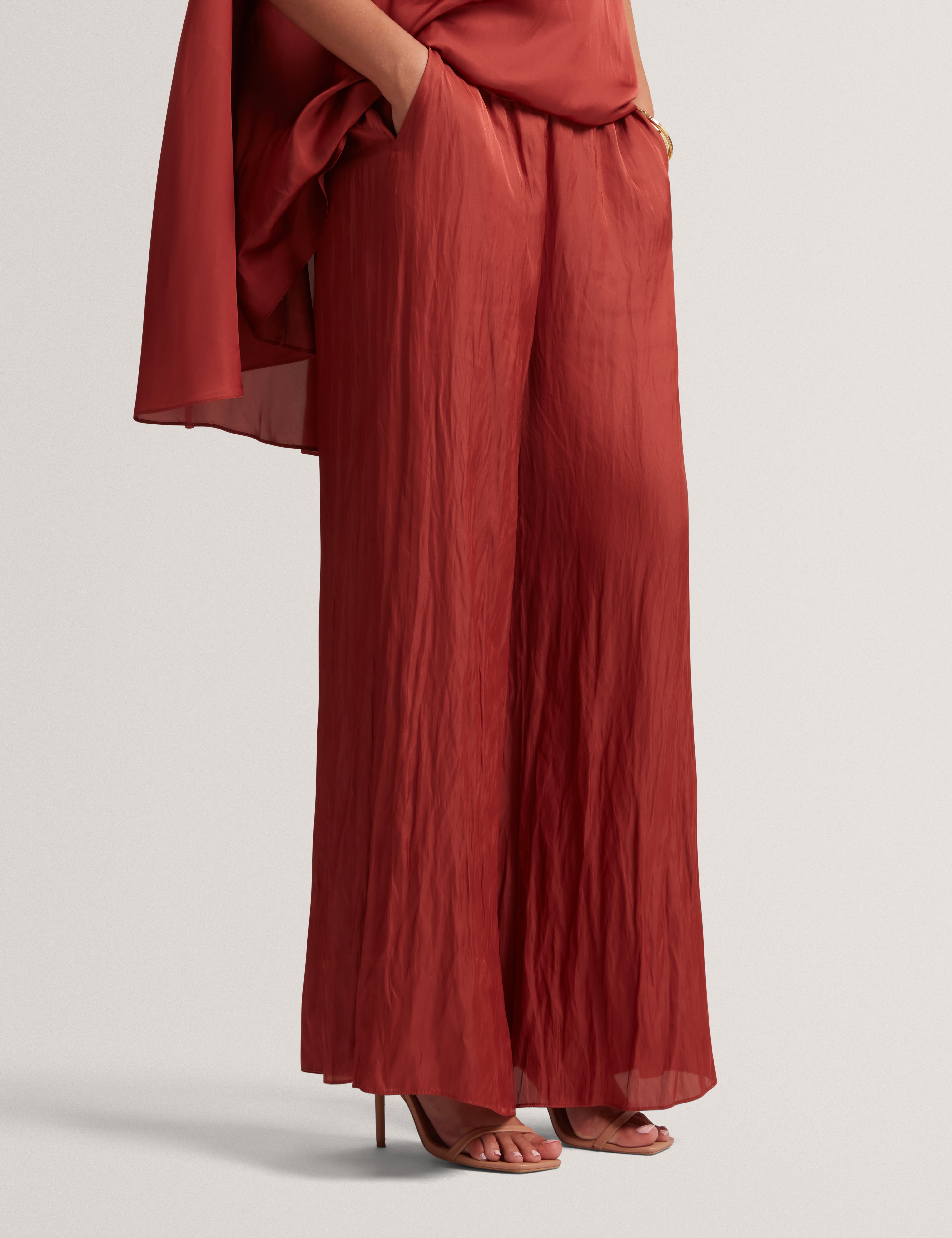 Zolene Wide Leg Trouser Burnt Red