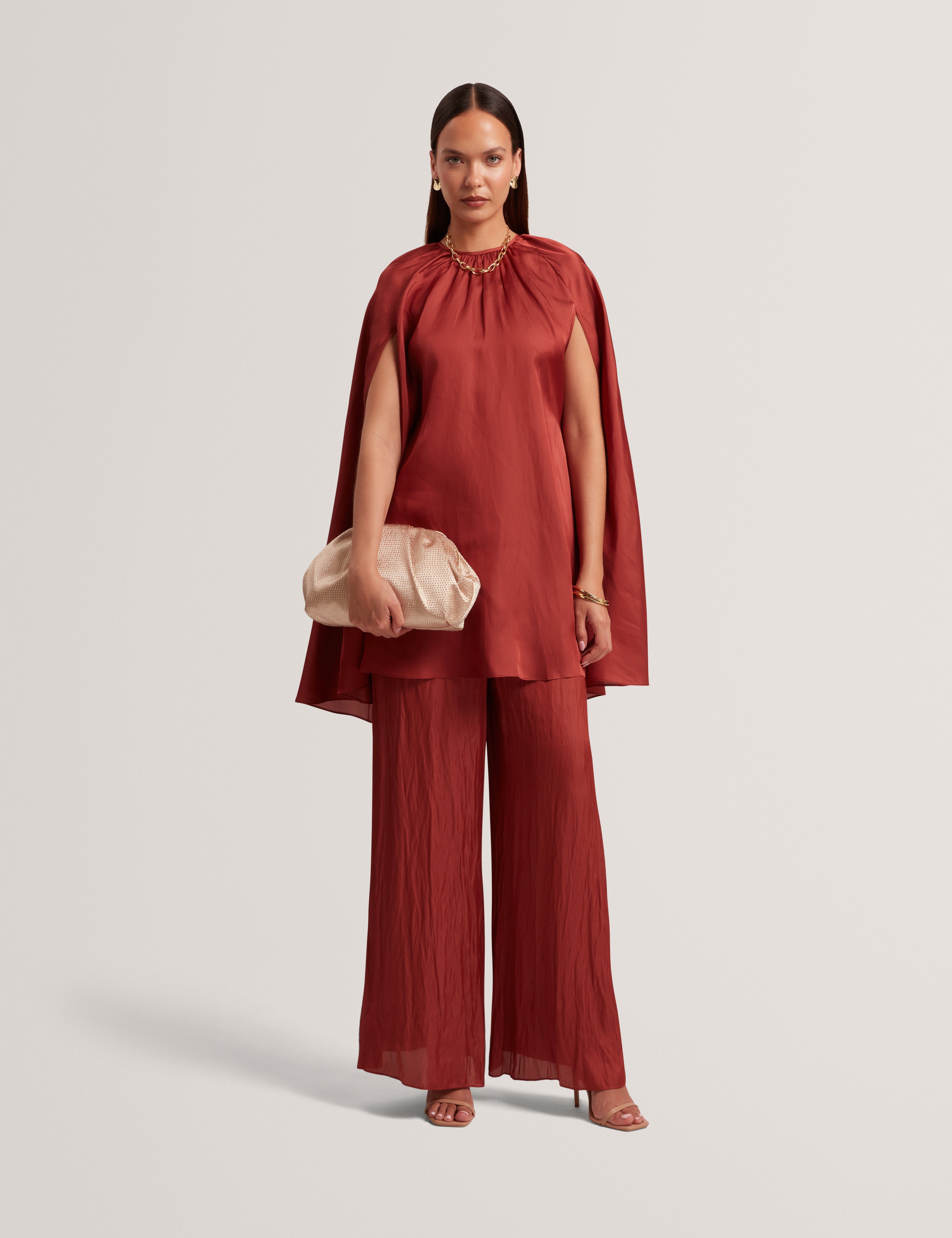 Zolene Wide Leg Trouser Burnt Red