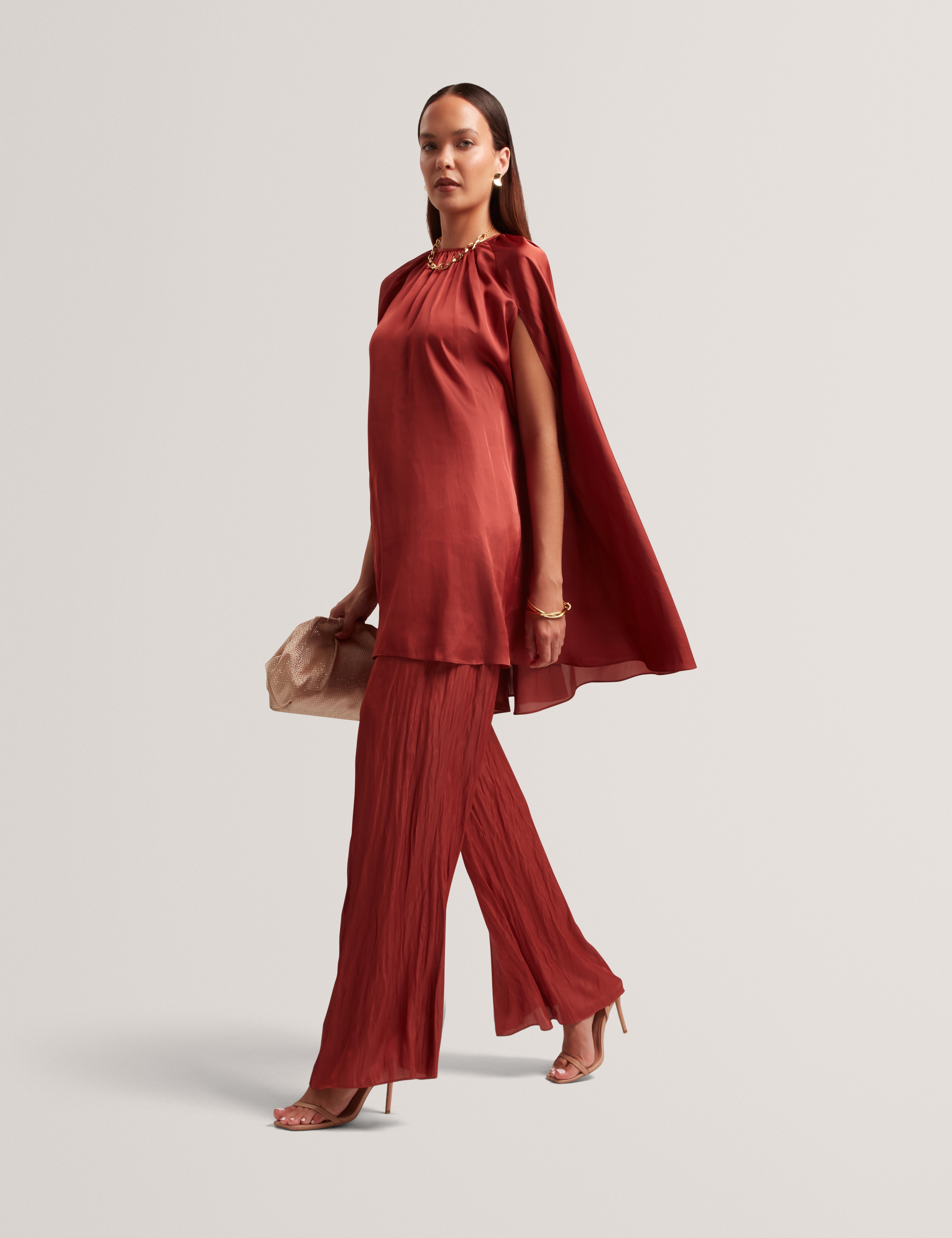 Zolene Wide Leg Trouser Burnt Red