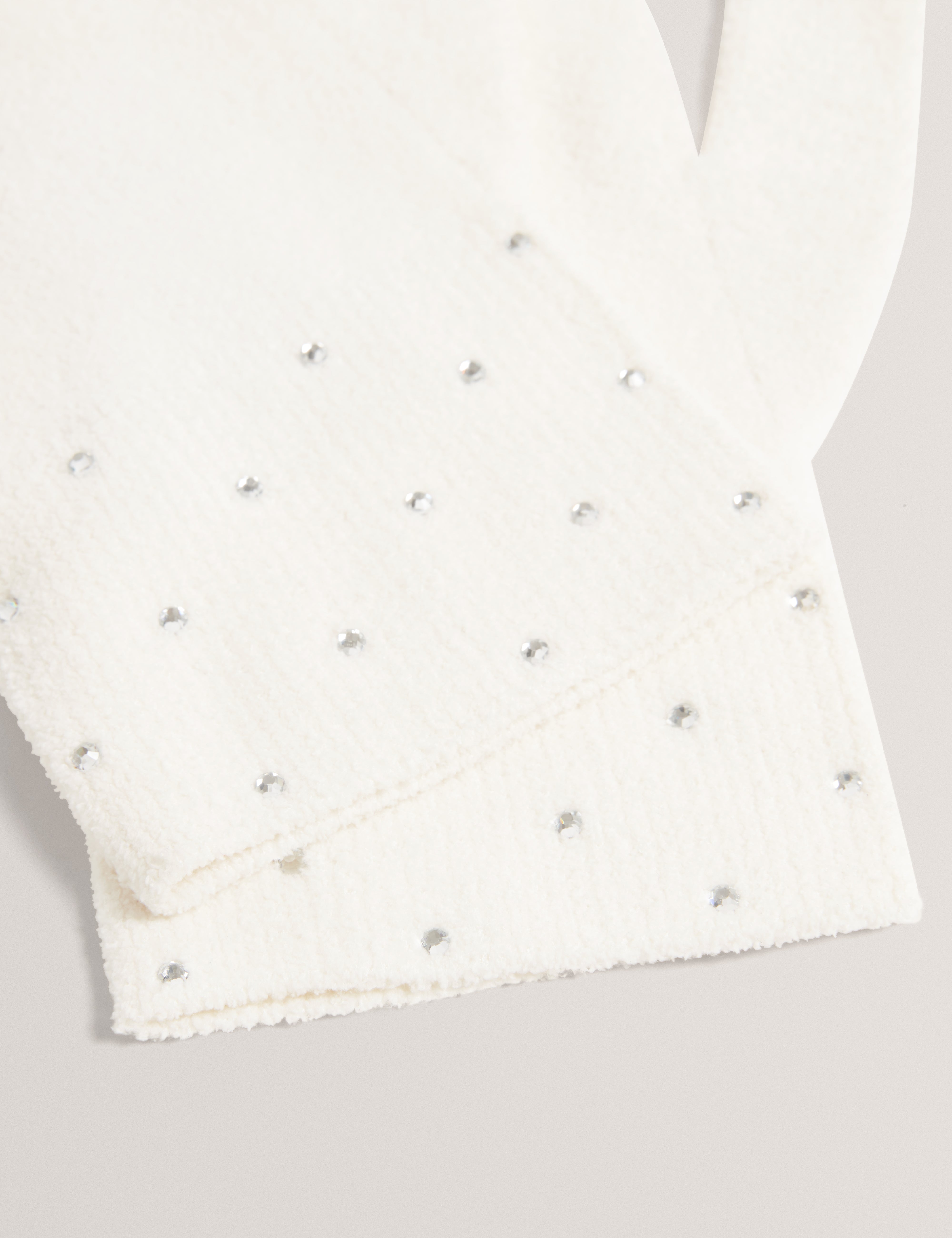Twynkyl Hot Fix Crystal Hat And Glove Set Ivory