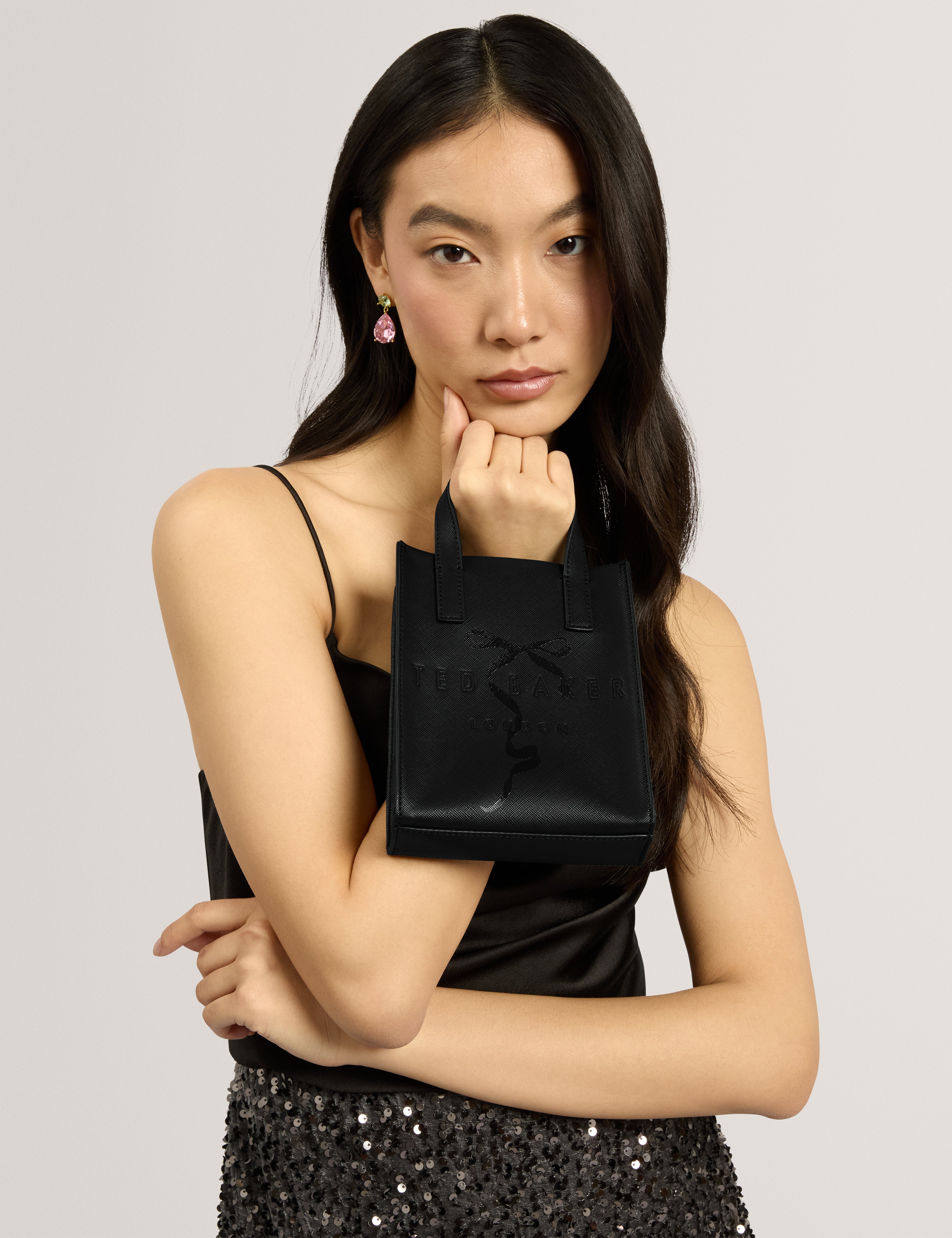 Janncon Bow Detail Mini Icon Bag Black