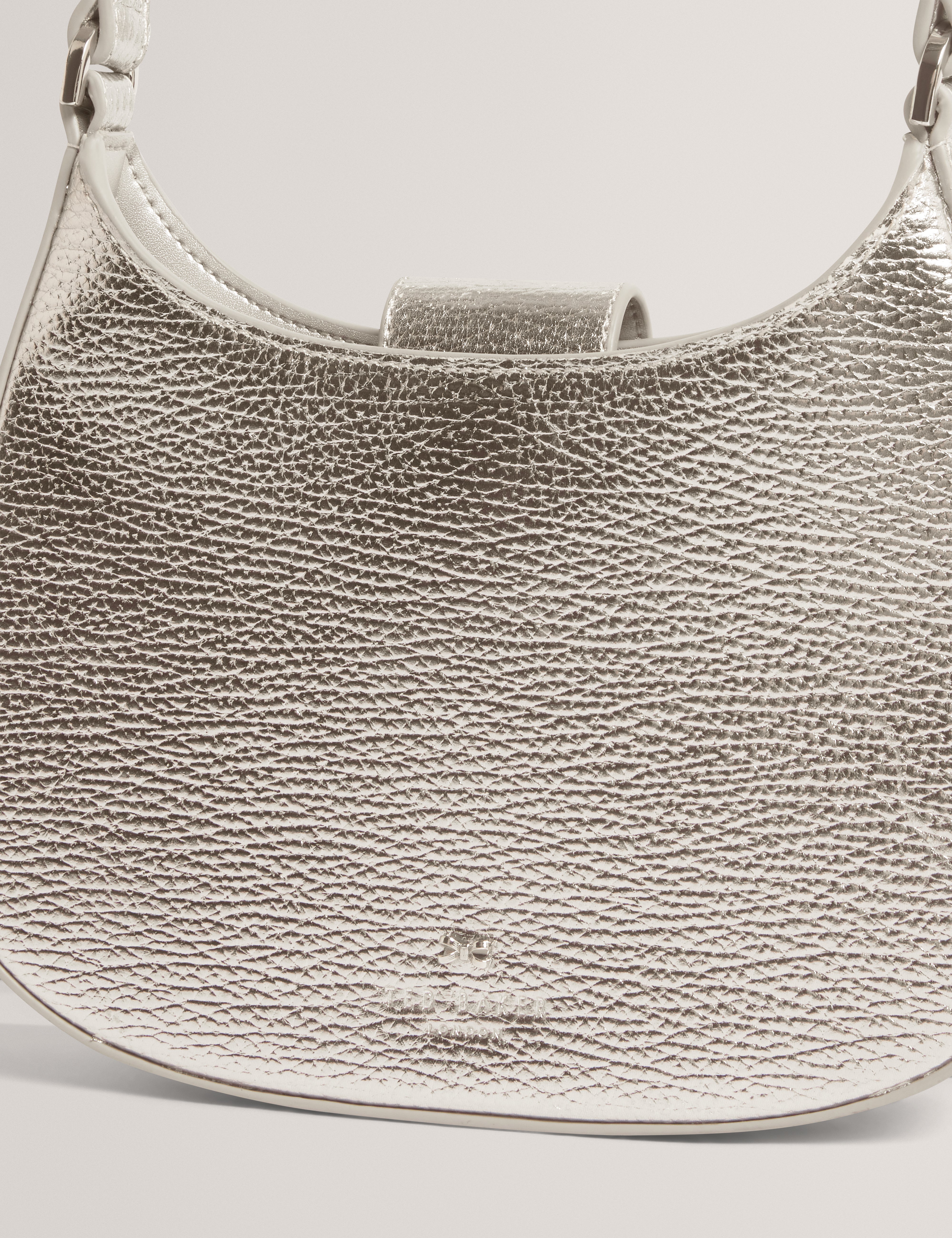Irea Leather Bow Detail Mini Shoulder Bag Silver
