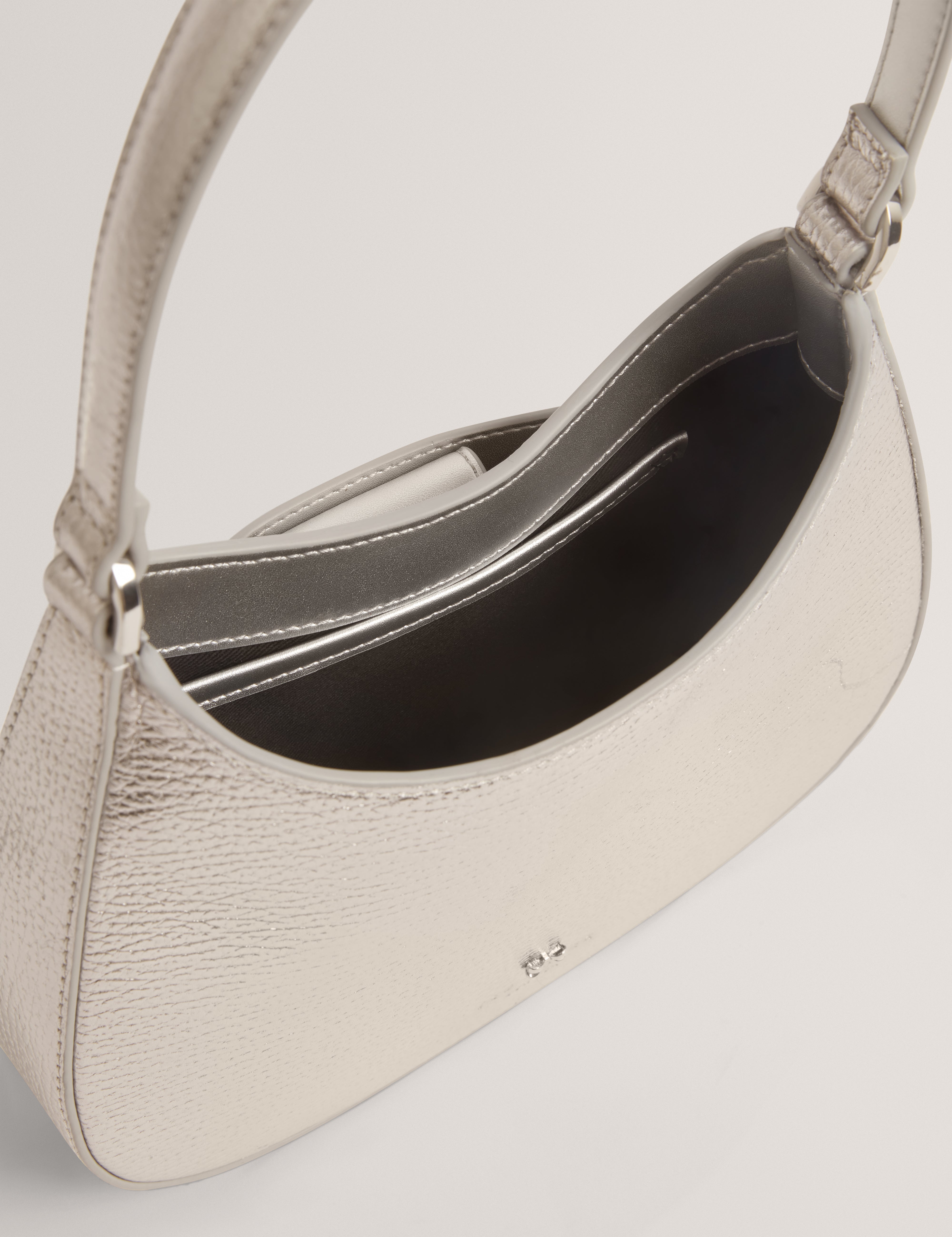 Irea Leather Bow Detail Mini Shoulder Bag Silver