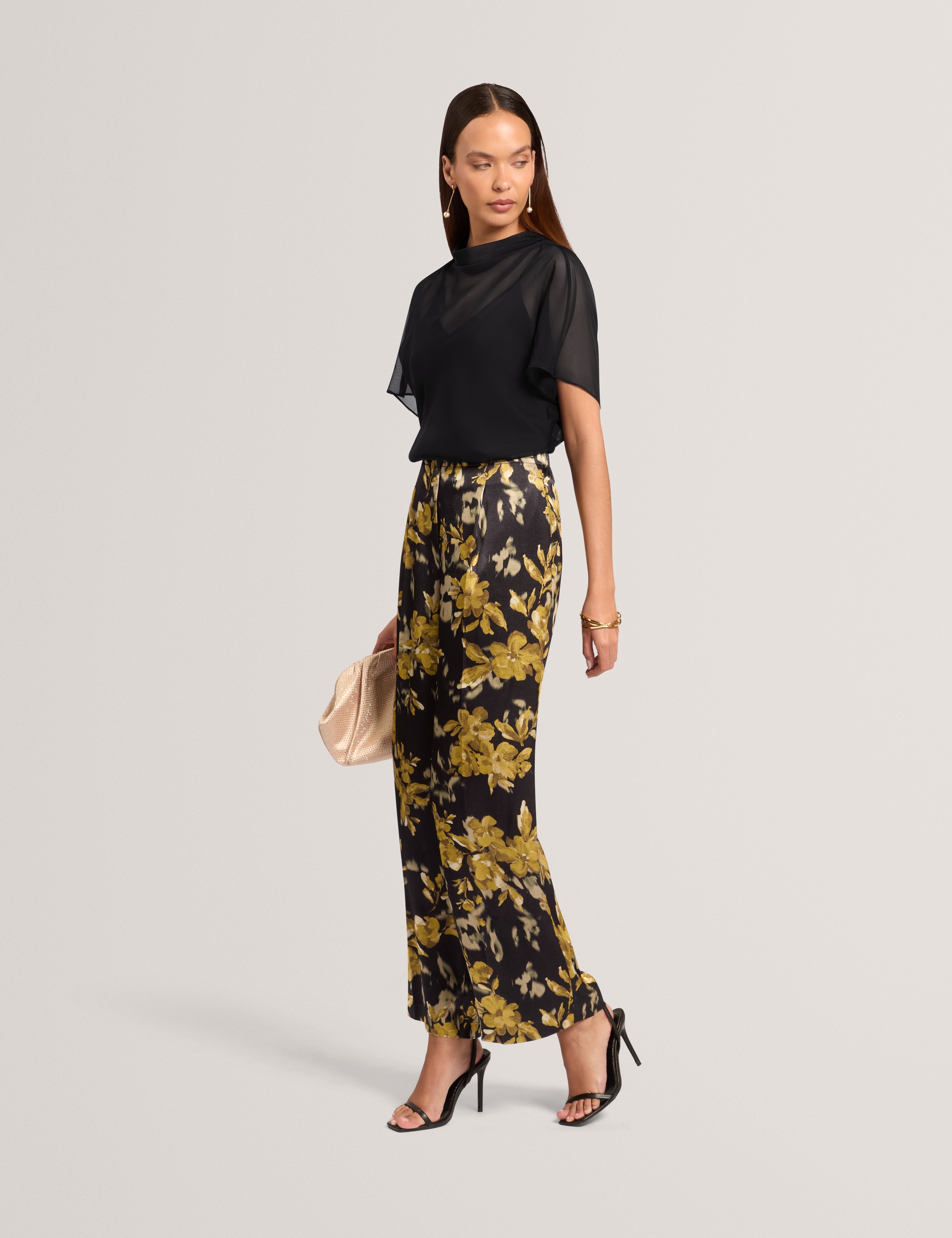 Anndia Drape Neck Top Black