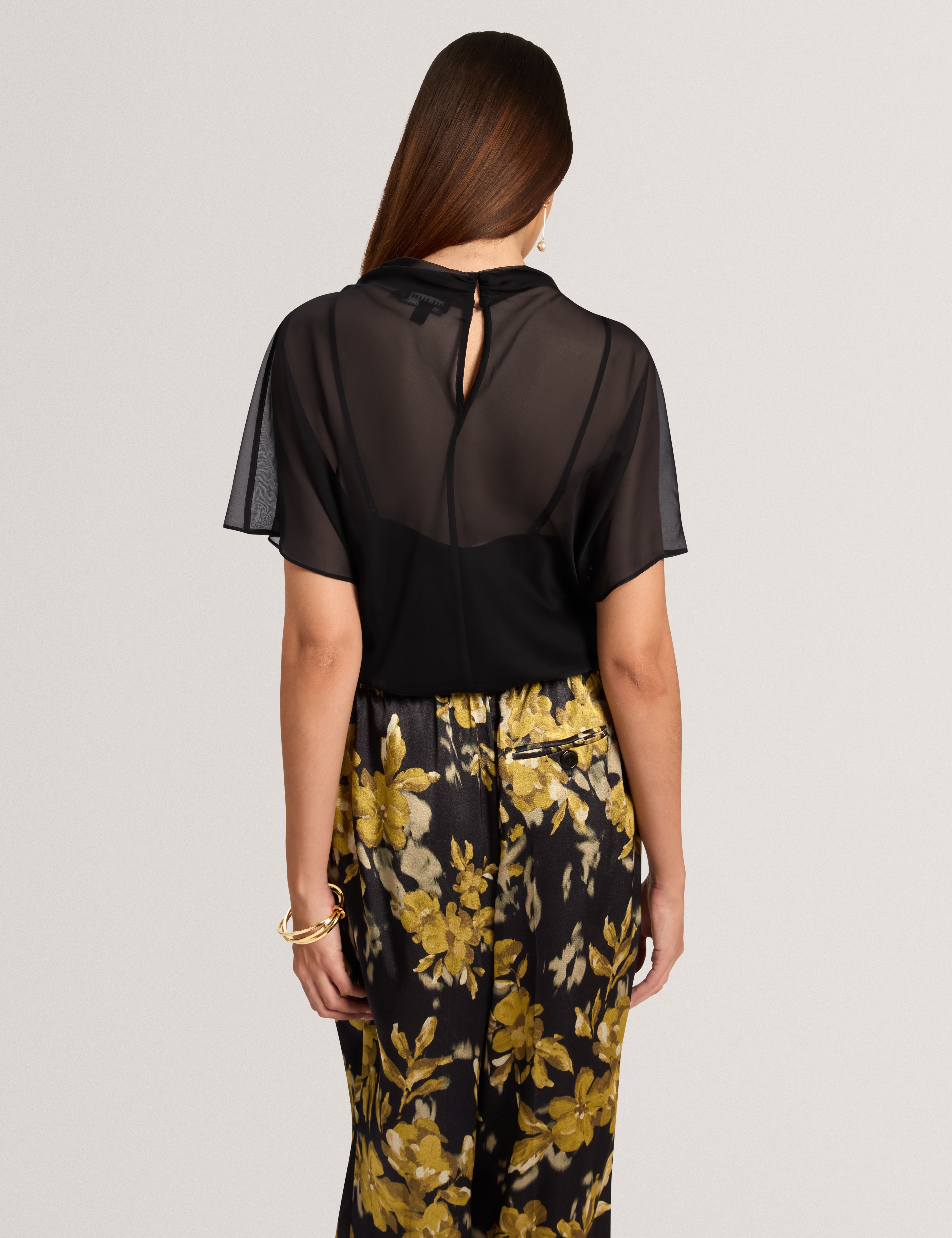 Anndia Drape Neck Top Black
