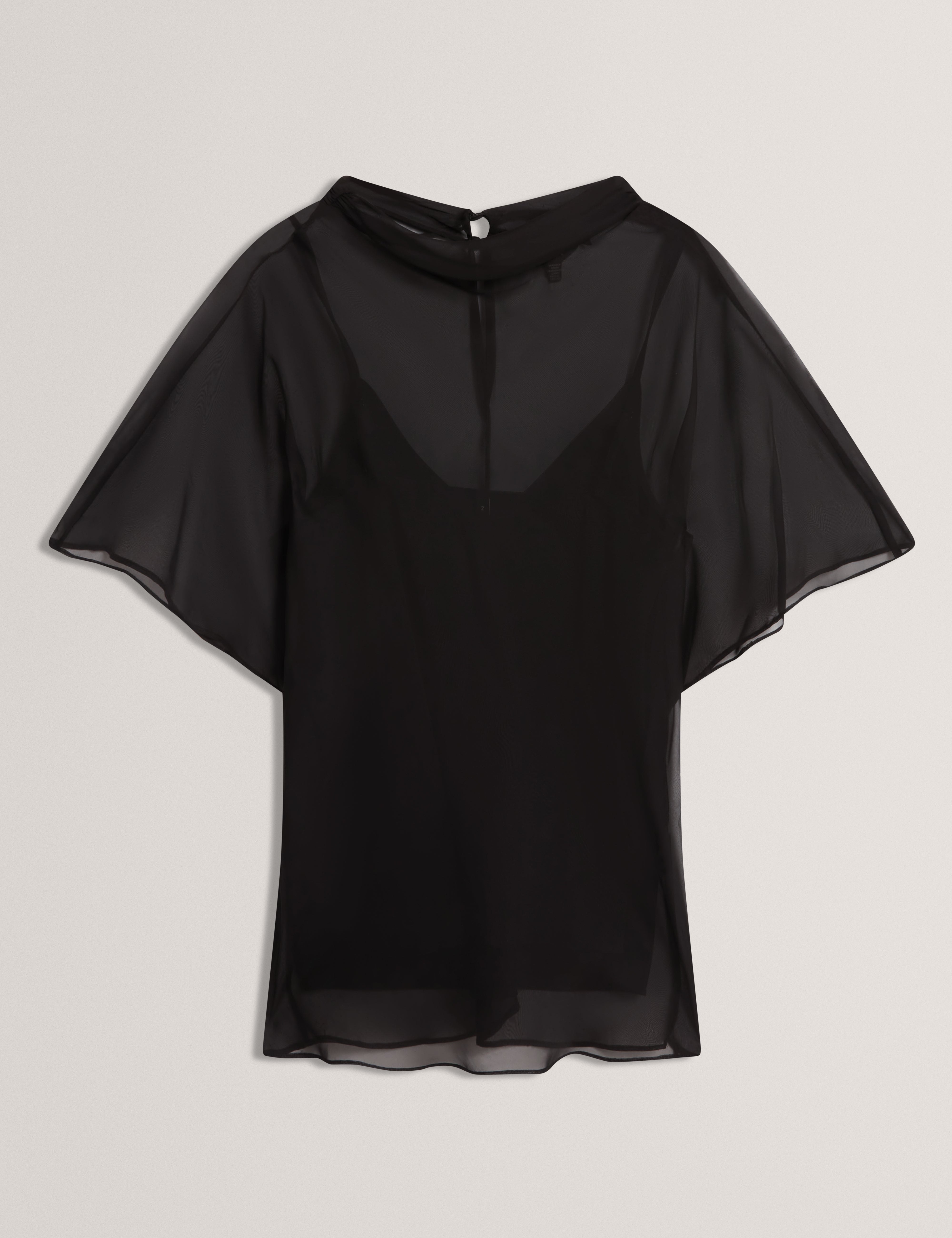 Anndia Drape Neck Top Black
