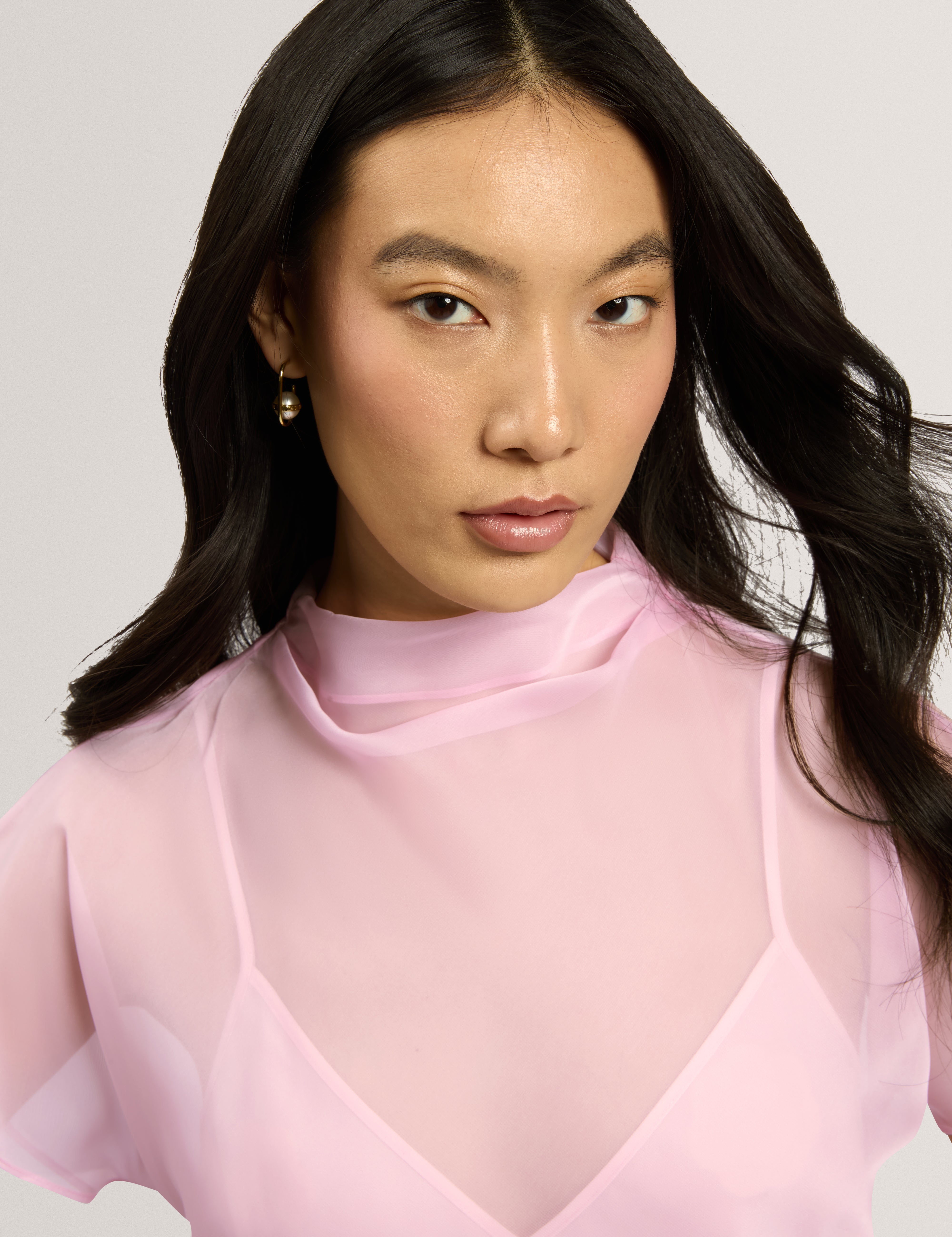 Anndia Drape Neck Top Dusky-Pink