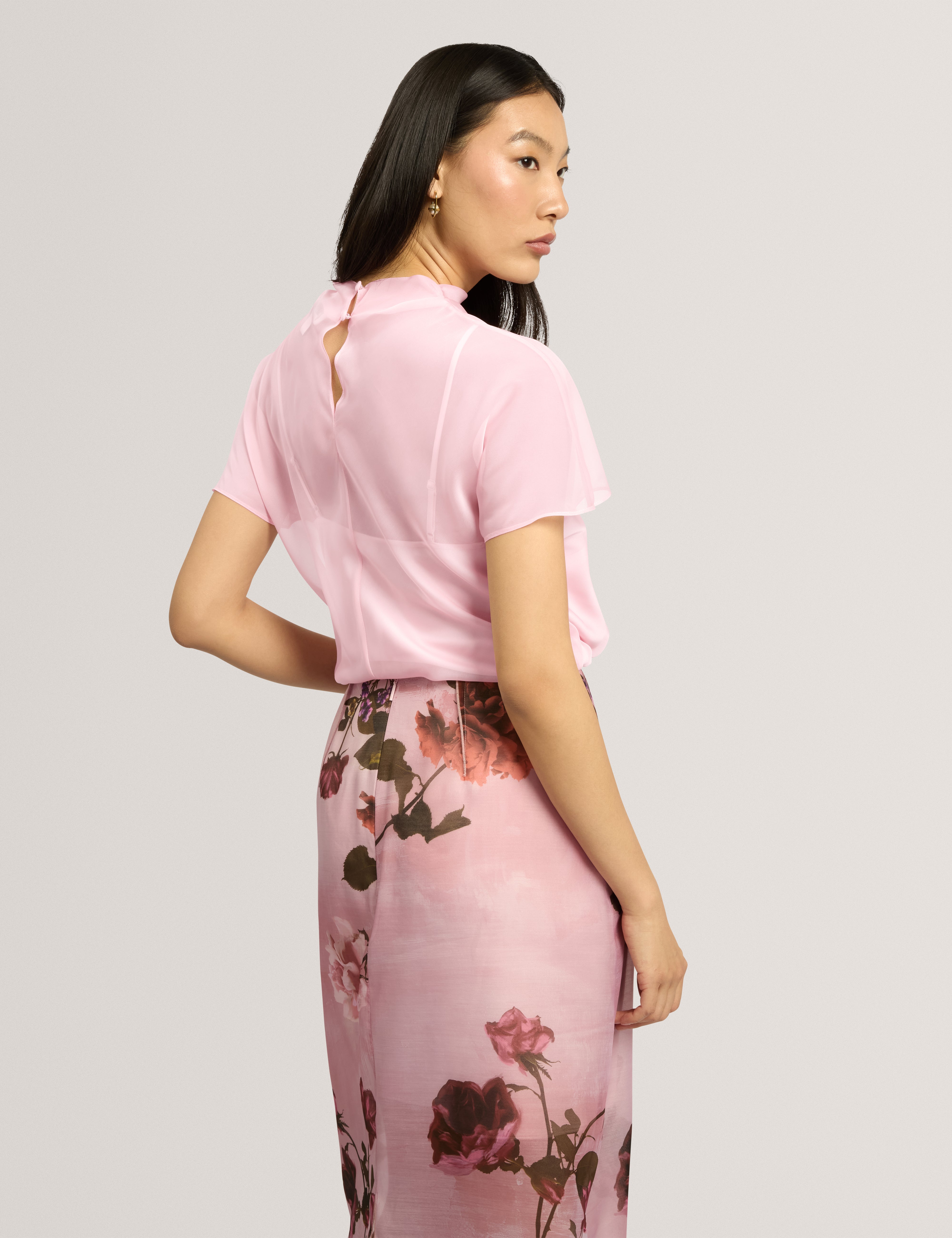 Anndia Drape Neck Top Dusky-Pink