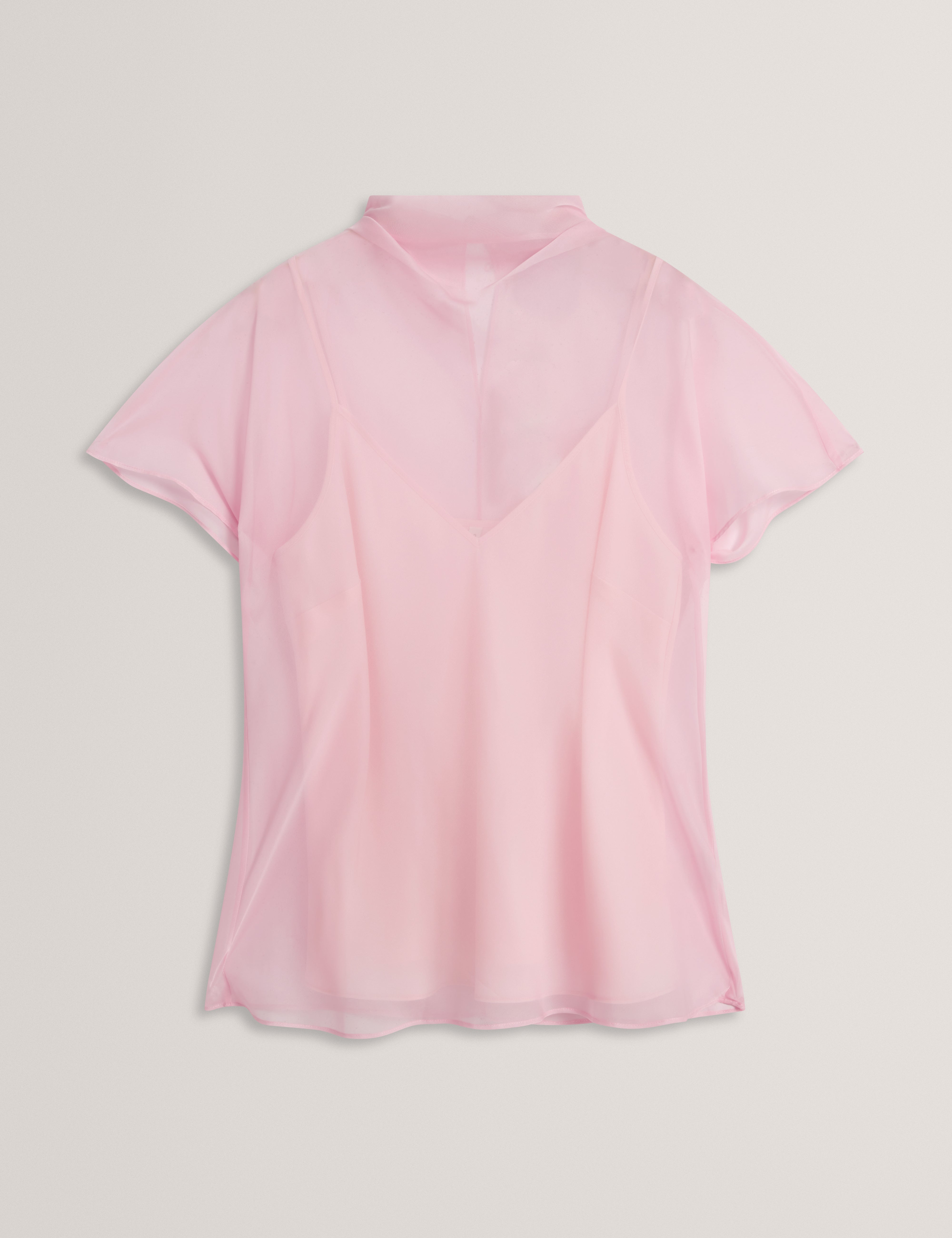 Anndia Drape Neck Top Dusky-Pink