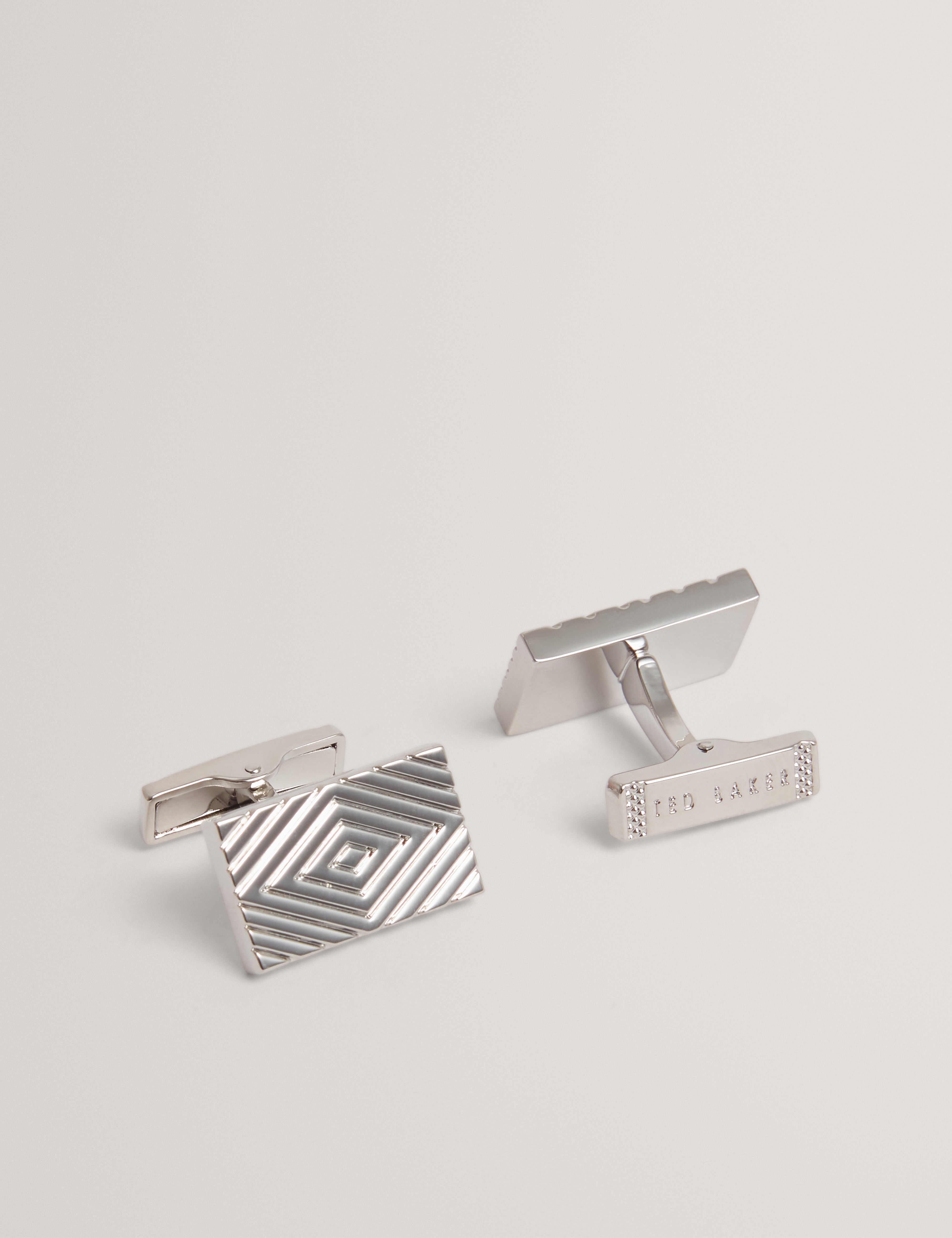 Cuflin Etched Detail Cufflink Silver