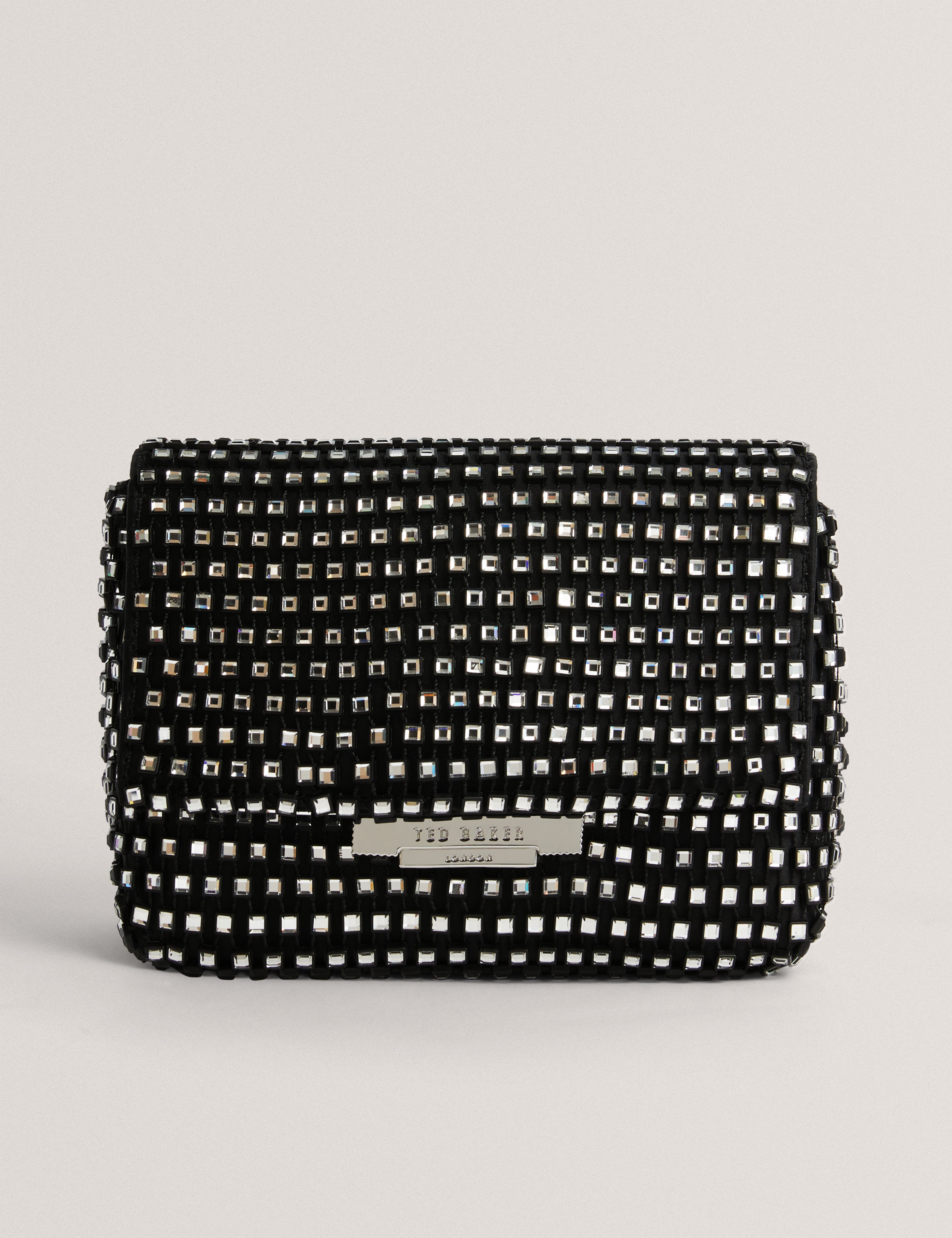 Nannsie Crystal Mesh Lock Evening Bag Black