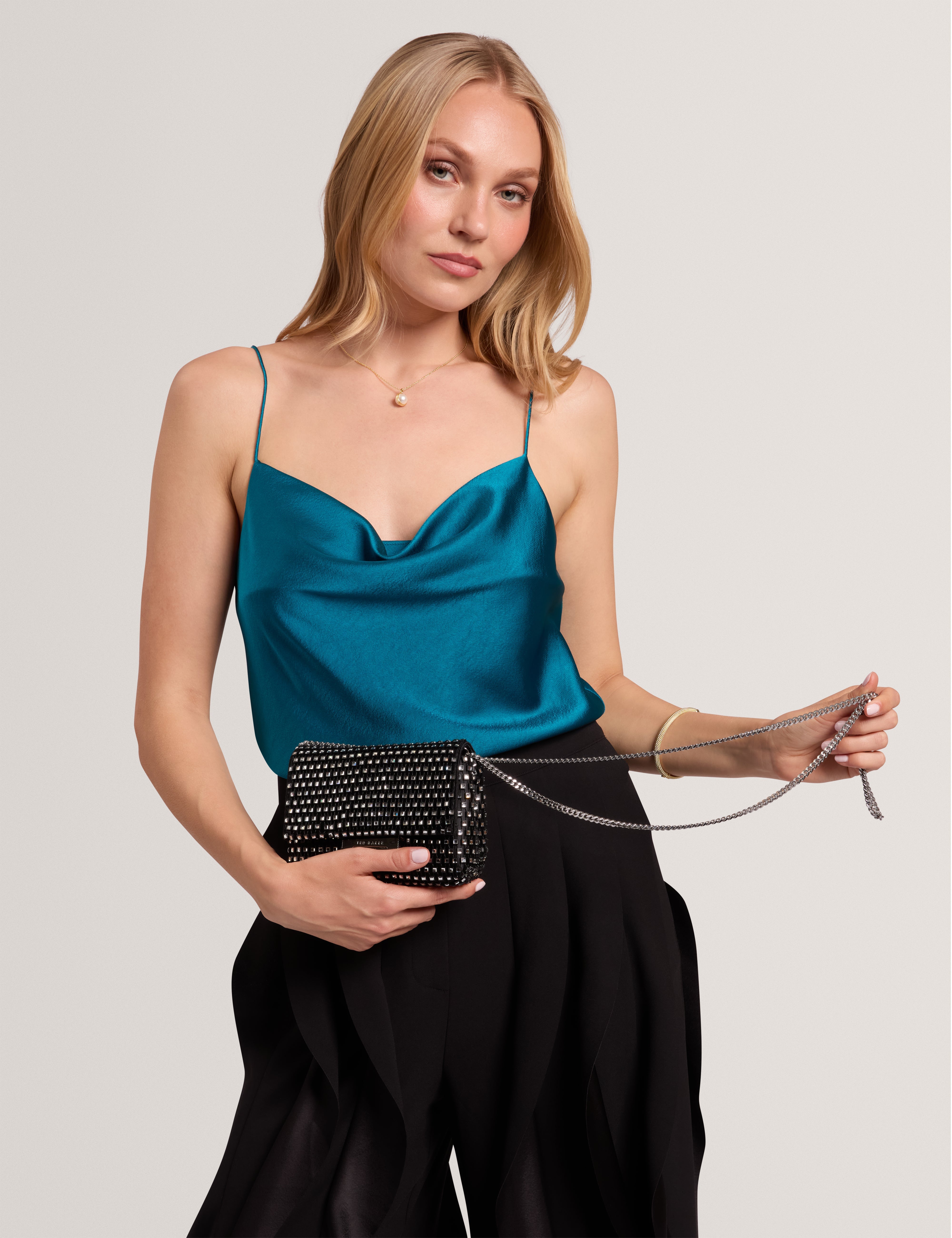 Nannsie Crystal Mesh Lock Evening Bag Black