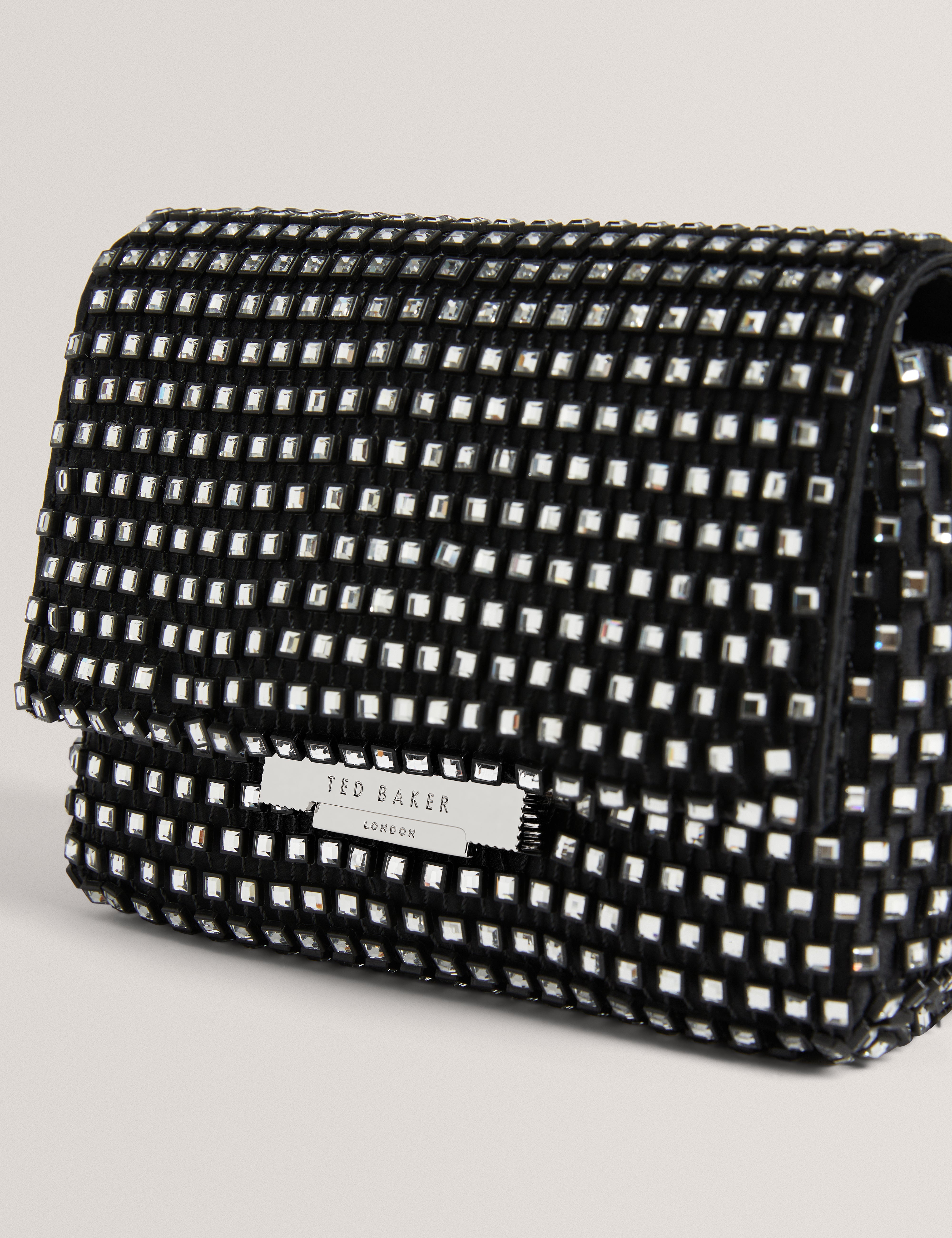 Nannsie Crystal Mesh Lock Evening Bag Black