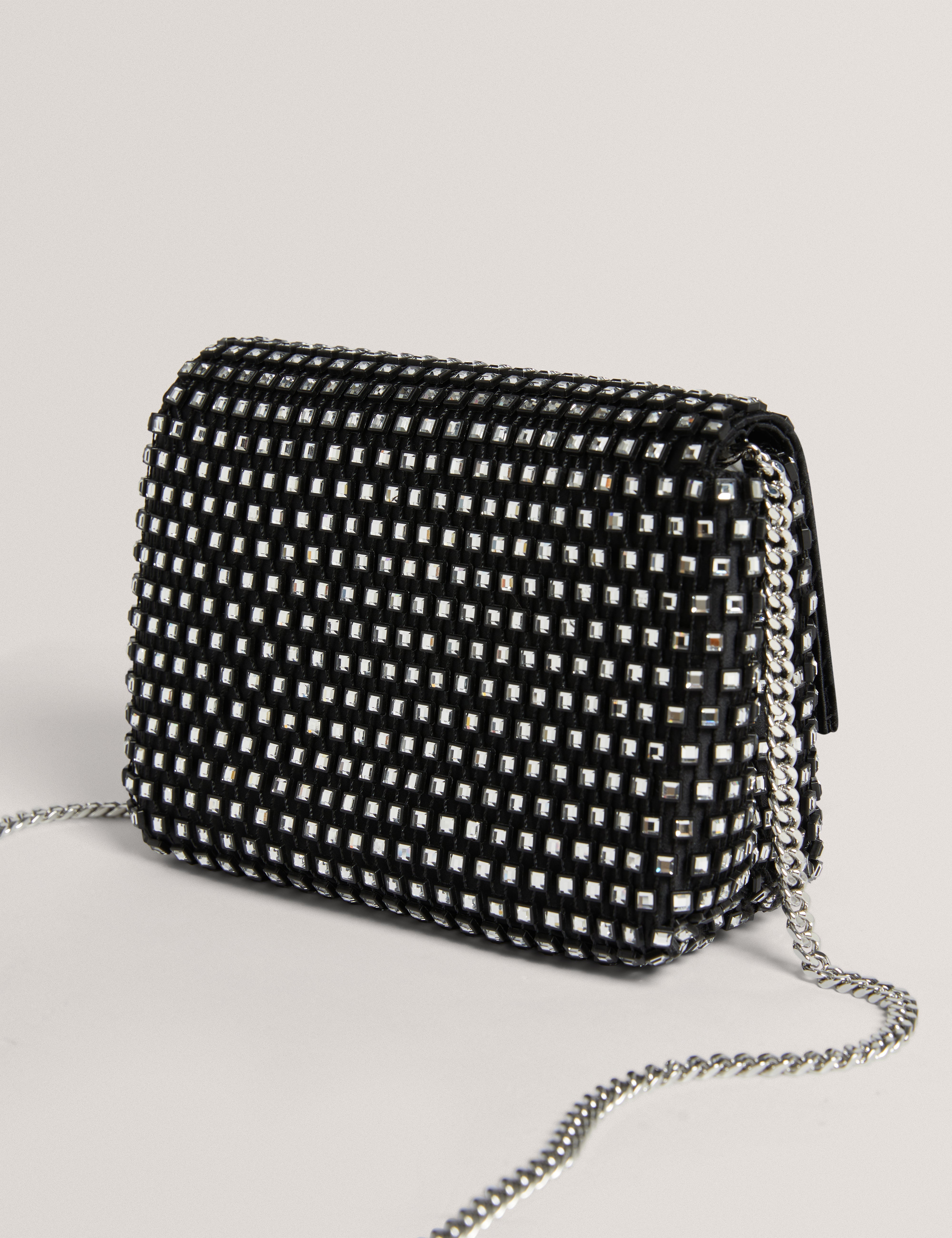 Nannsie Crystal Mesh Lock Evening Bag Black