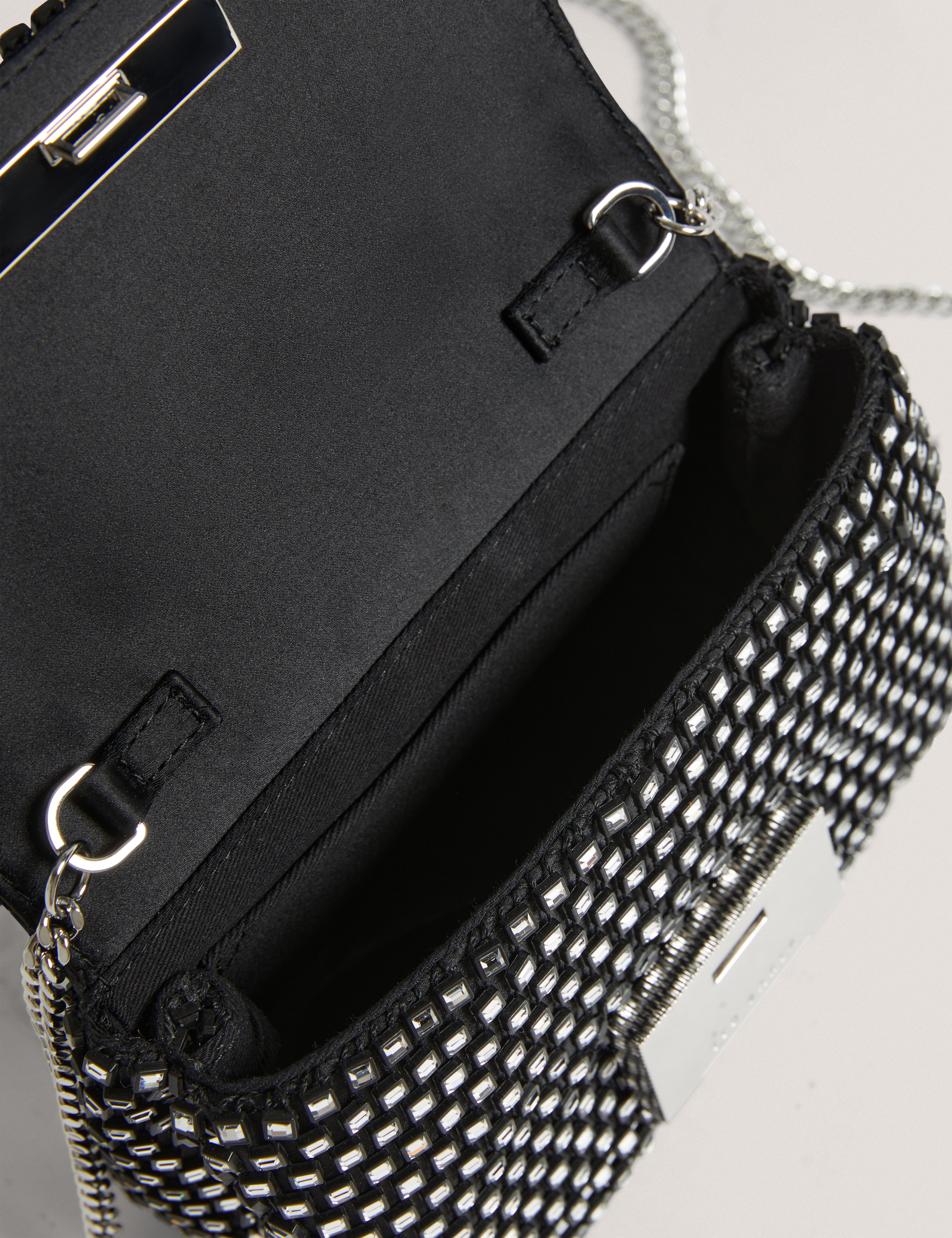 Nannsie Crystal Mesh Lock Evening Bag Black