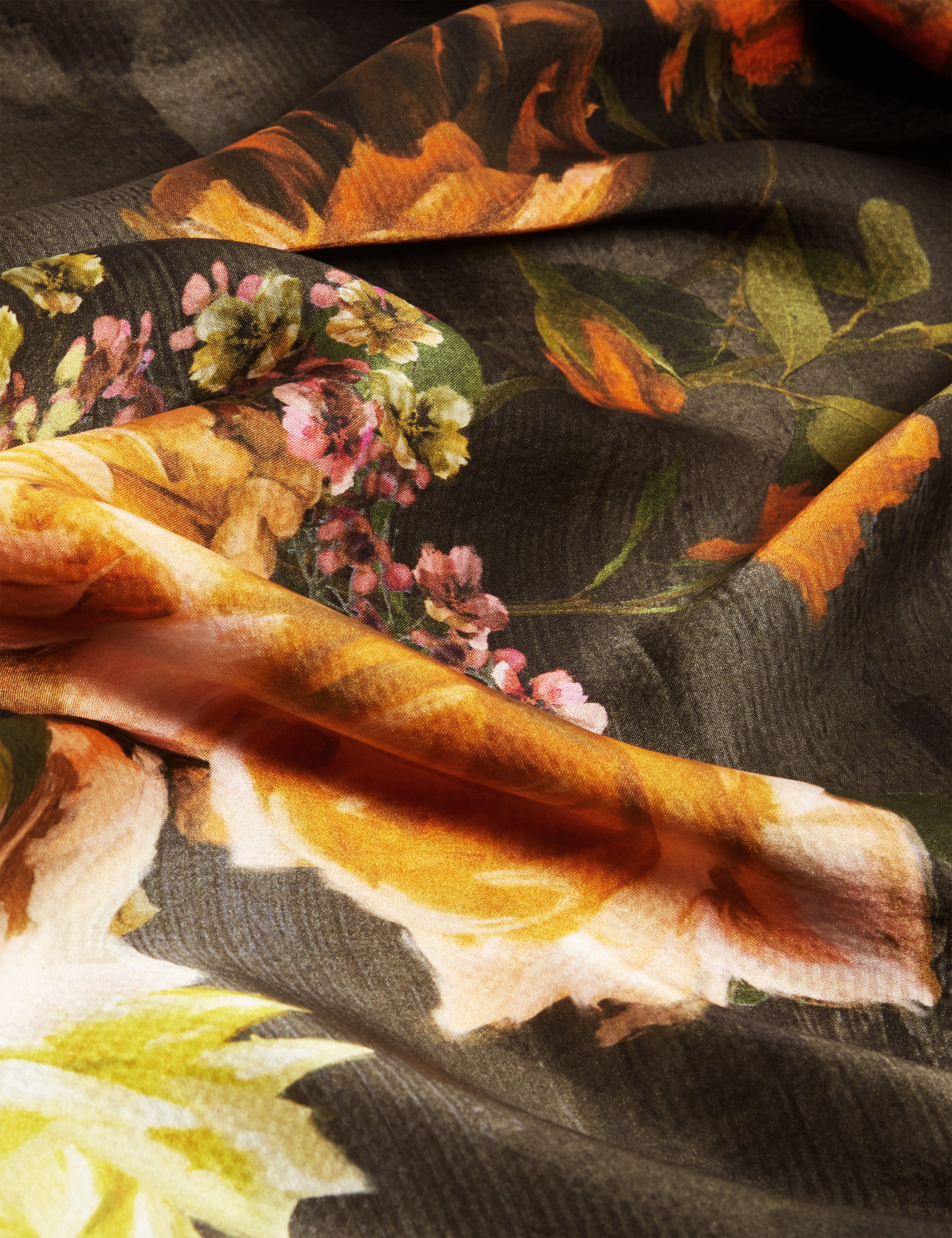 Faylos Printed Floral Cape Scarf Black