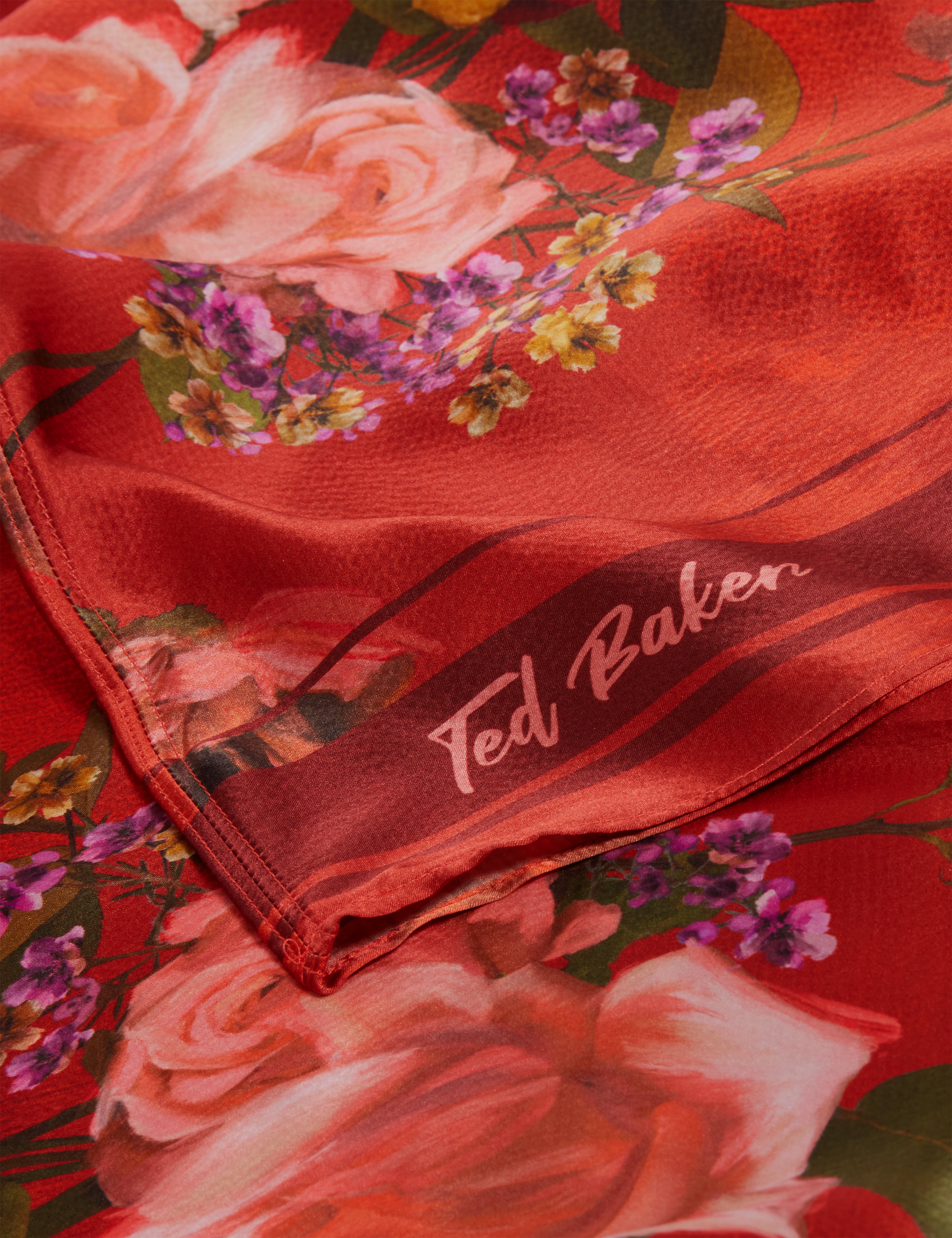 Mhyla Printed Floral Cape Scarf Red