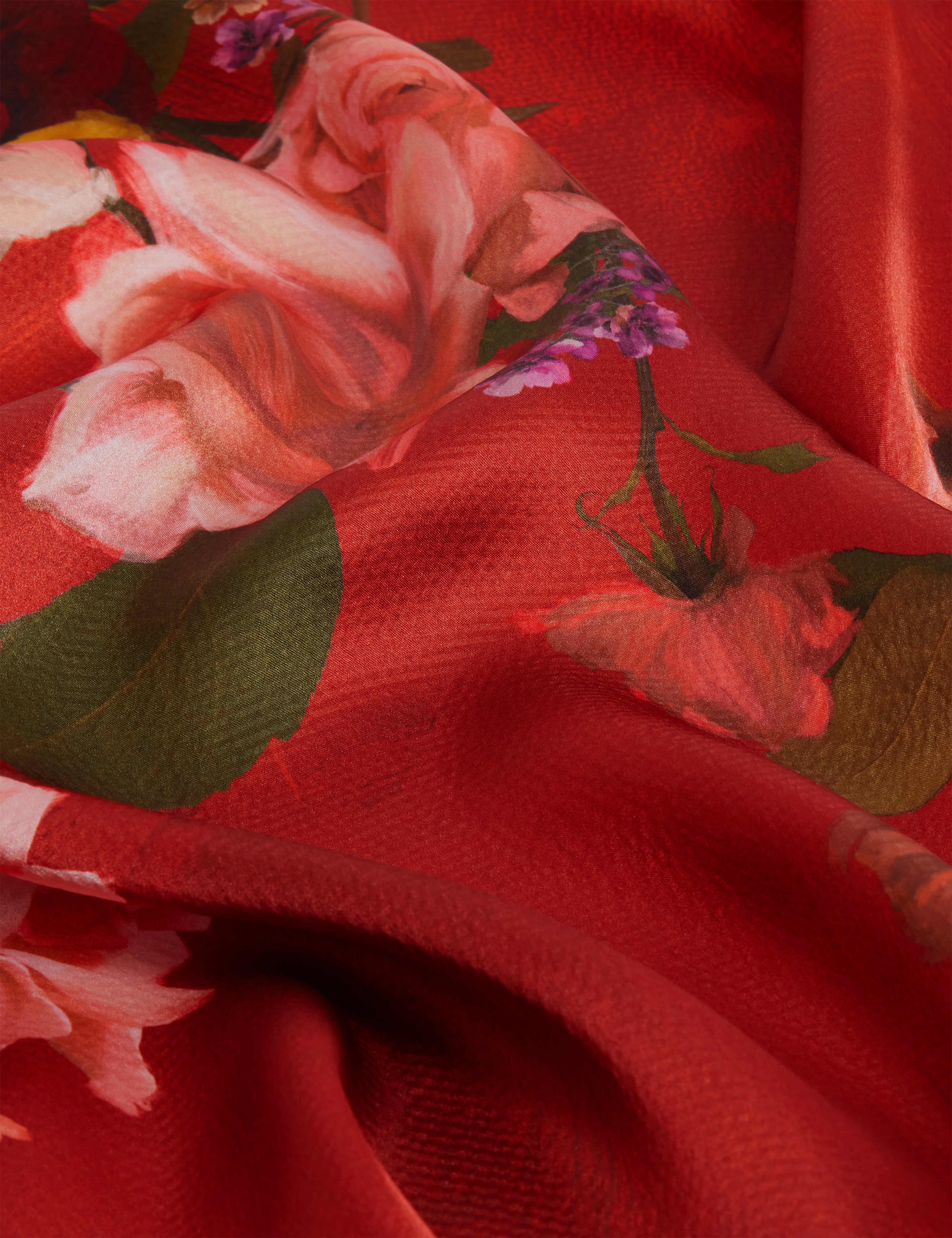 Mhyla Printed Floral Cape Scarf Red