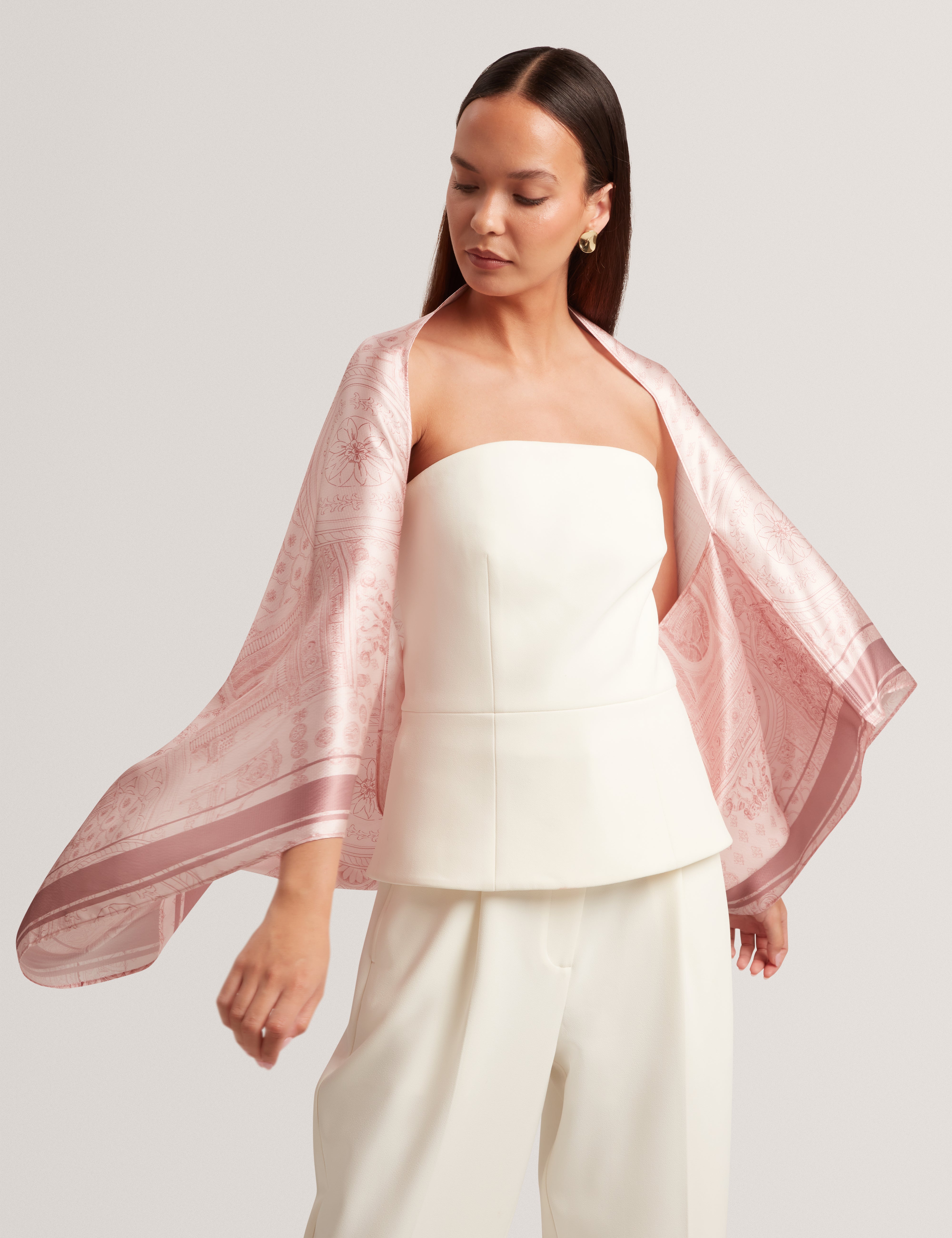 Hatieyy Printed Cape Scarf Pink