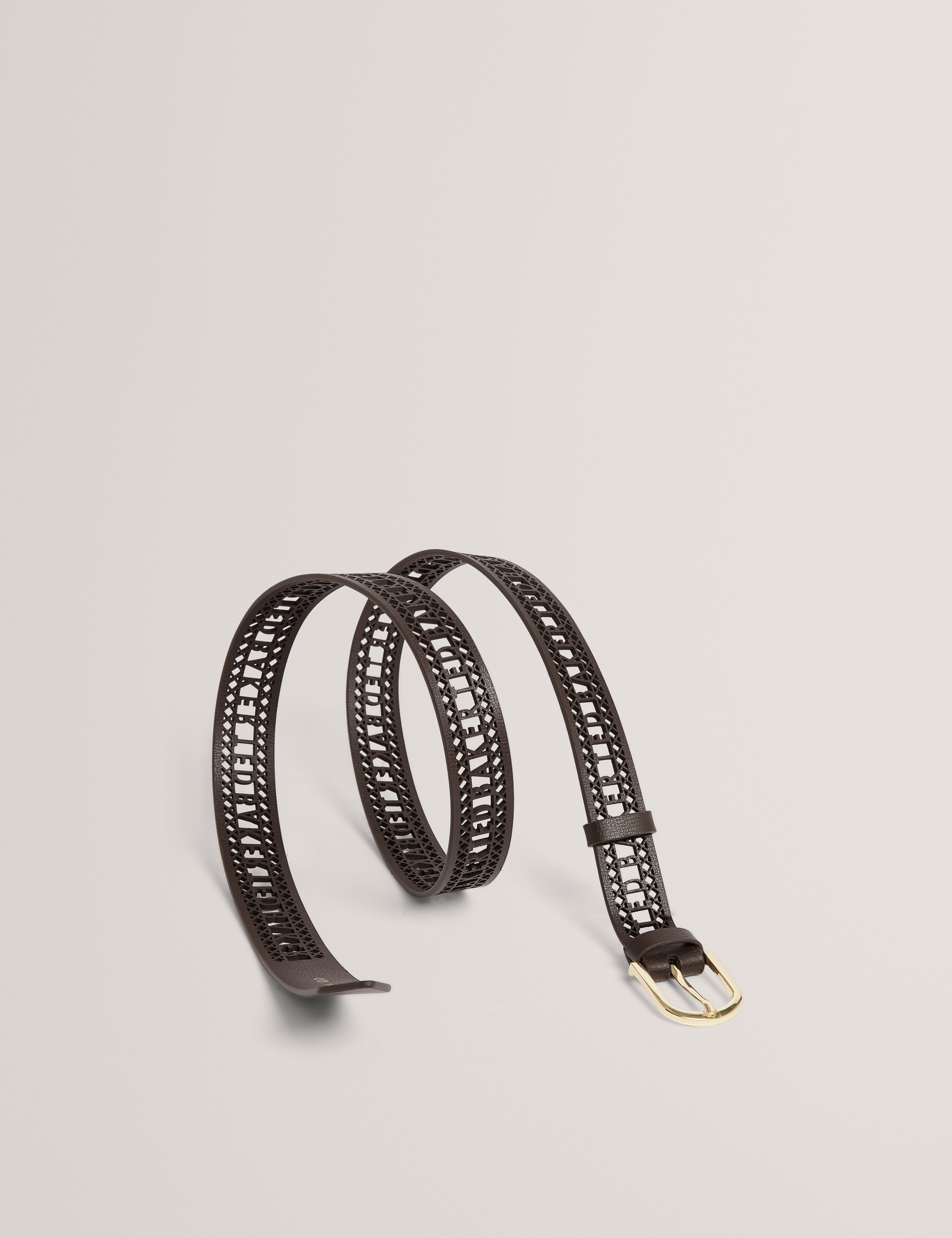 Lannee Lace Tape Leather Belt Brn-Choc