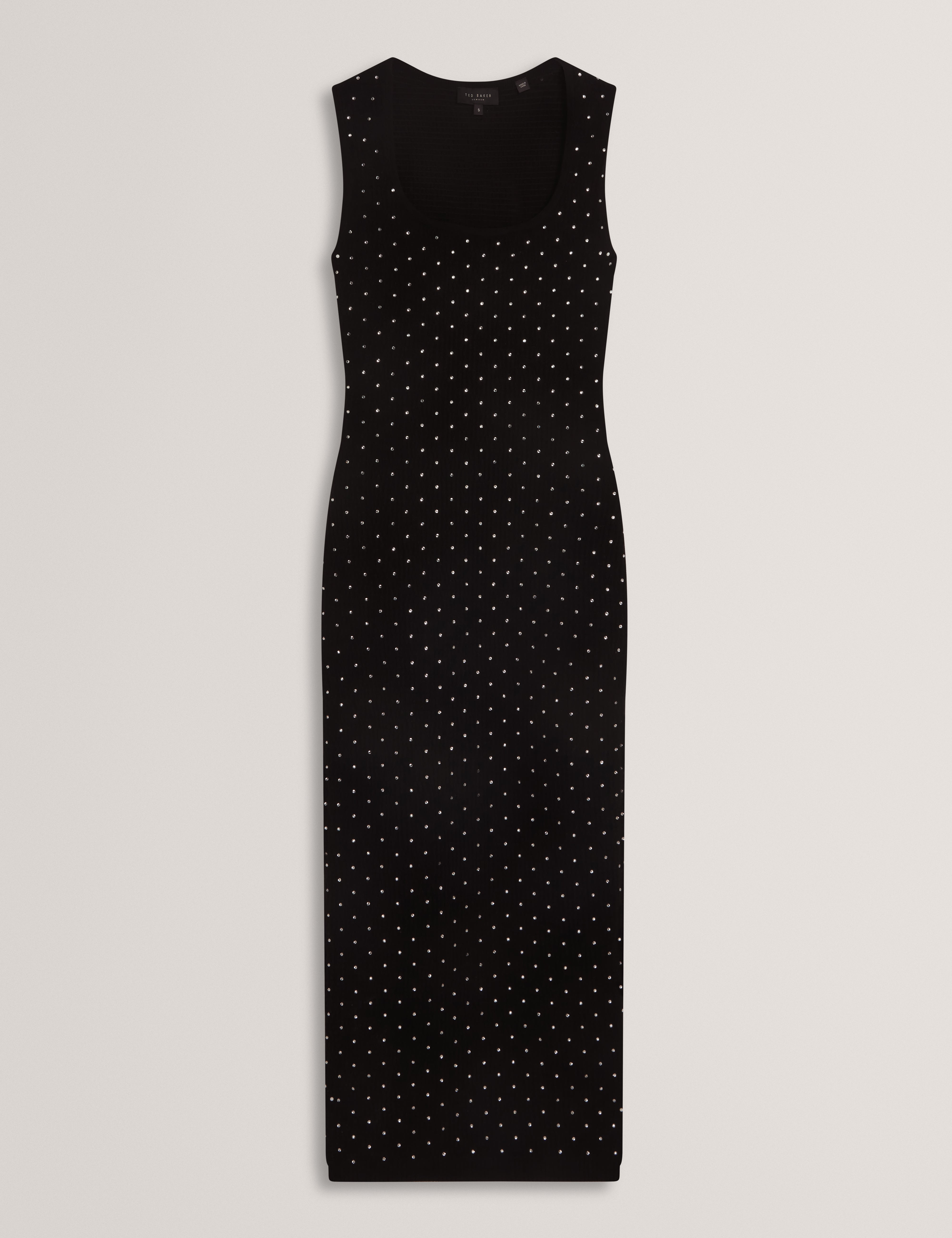 Nyella Open Neck Hot Fix Bodycon Midi Dress Black