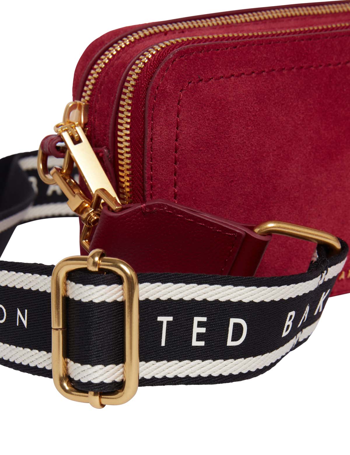 Shayann Webbing Suede Crossbody Camera Bag Dk-Red