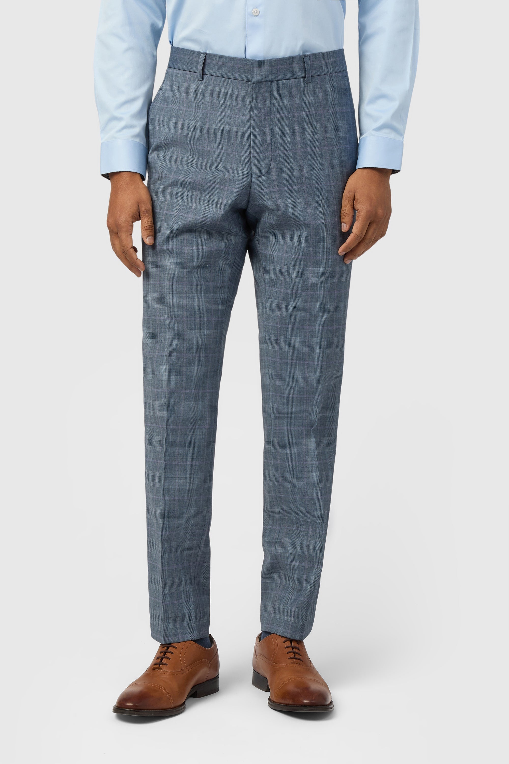 Kotor-Blue Rose Check Trs Blue