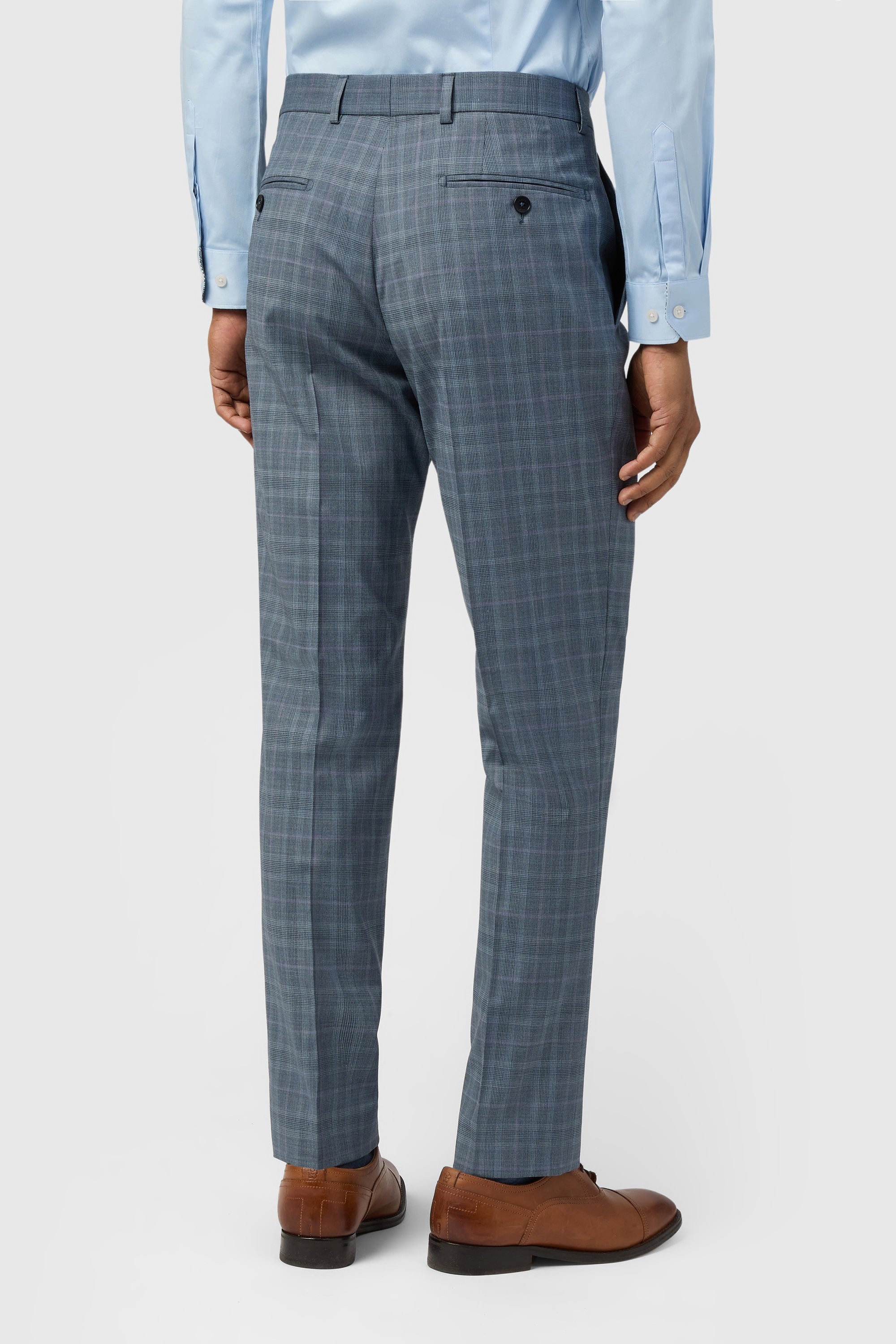 Kotor-Blue Rose Check Trs Blue