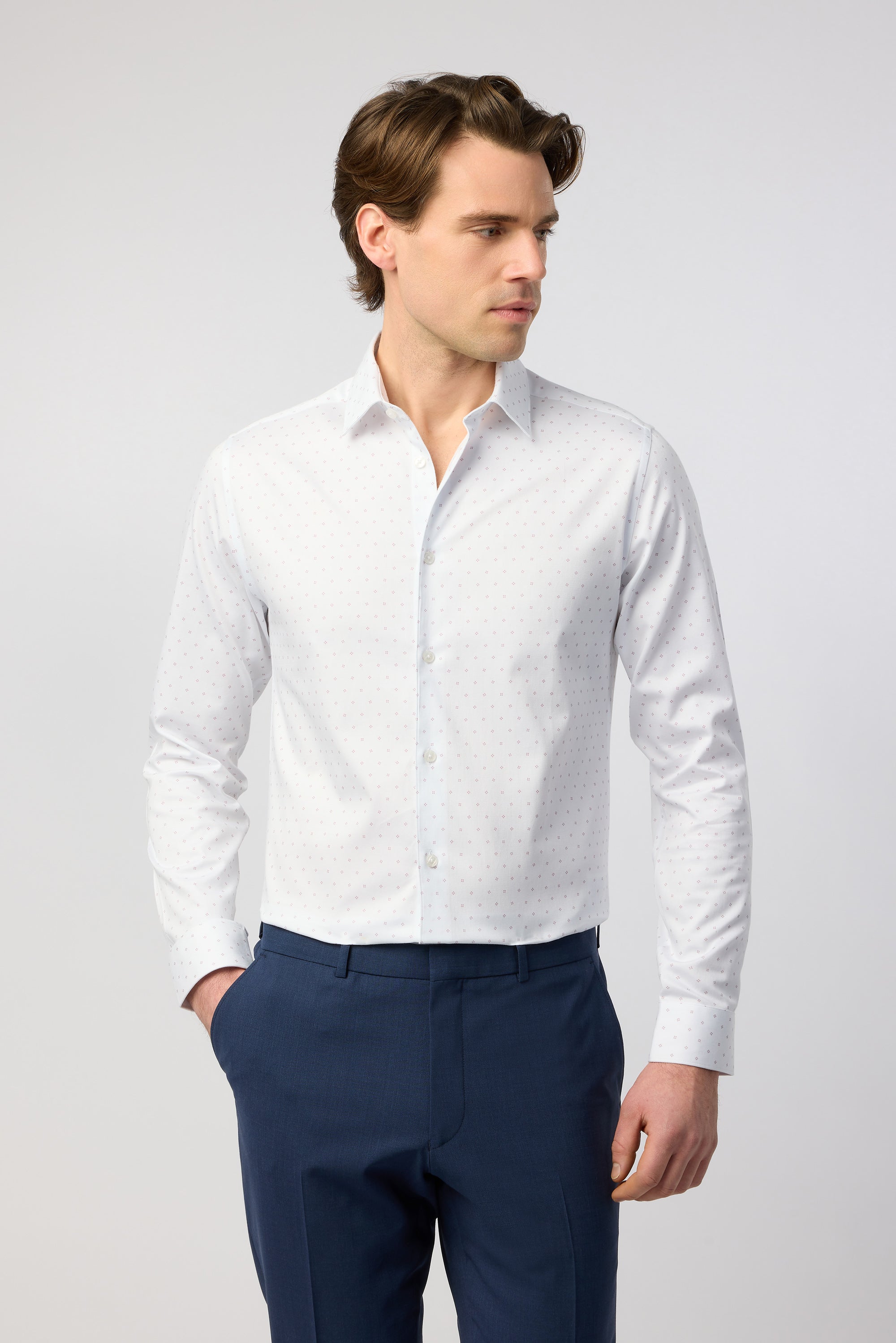Mira-White Base Geometric Pink Dot White