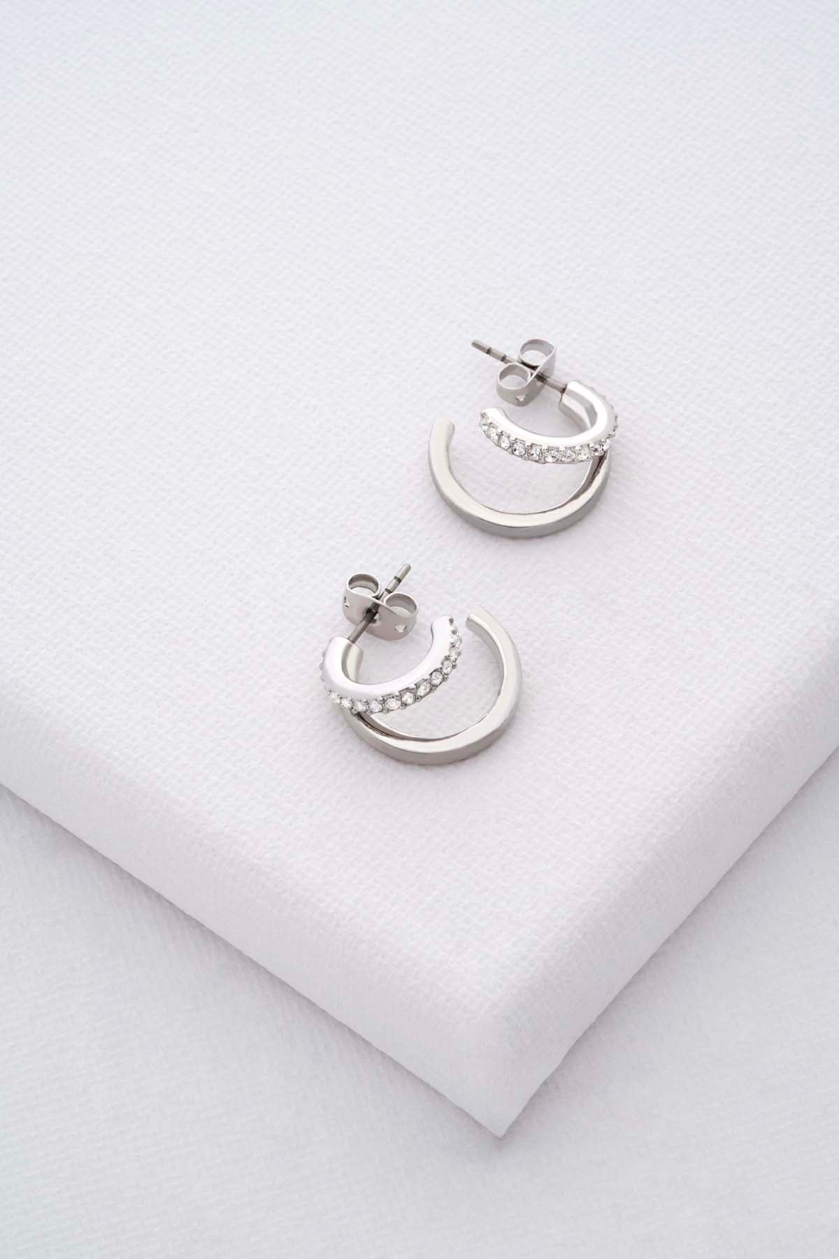 Helias Crystal Double Hoop Earrings Crystal