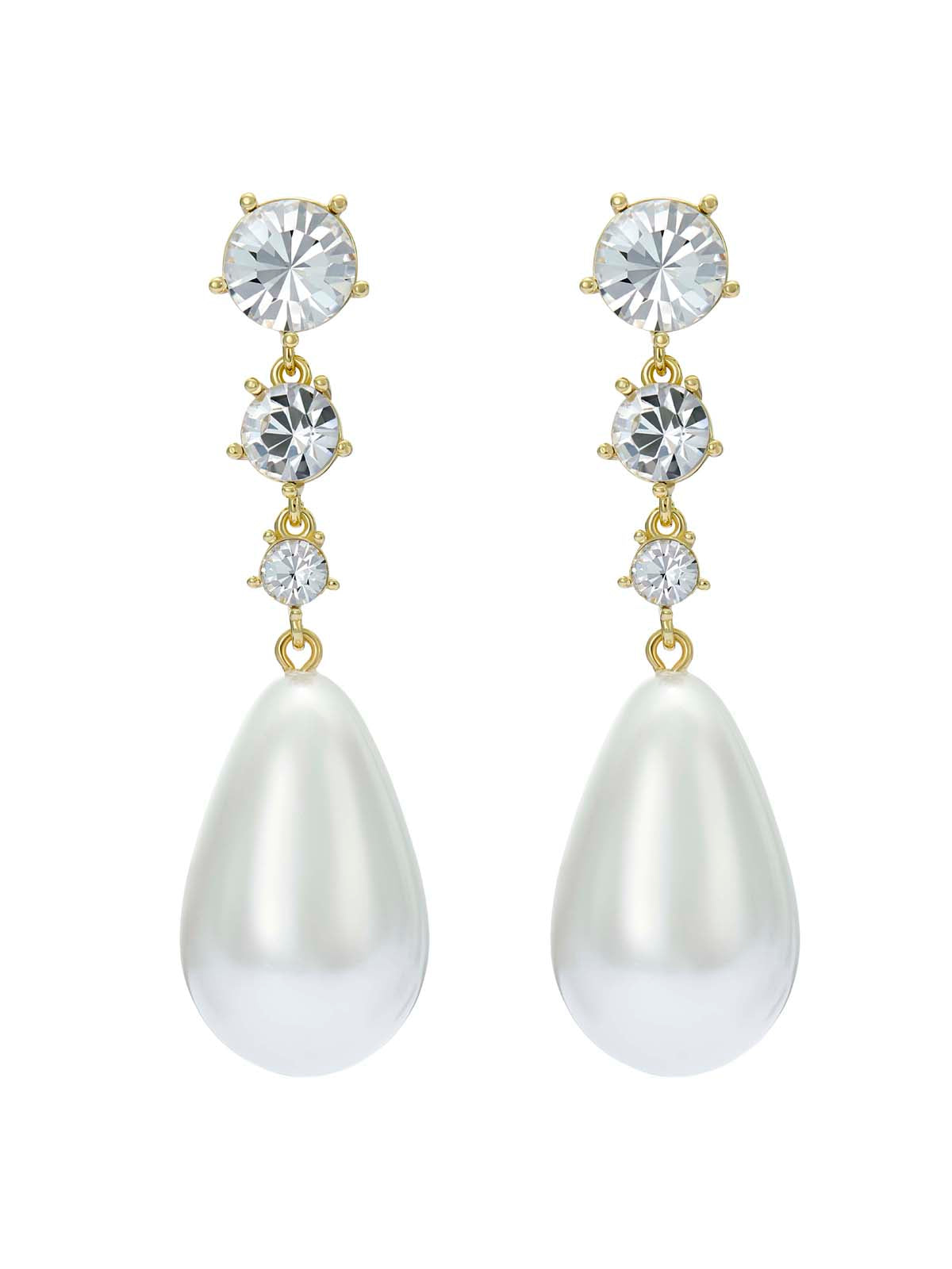 Pearsti Statement Crystal Bead Drop Earrings Pearl
