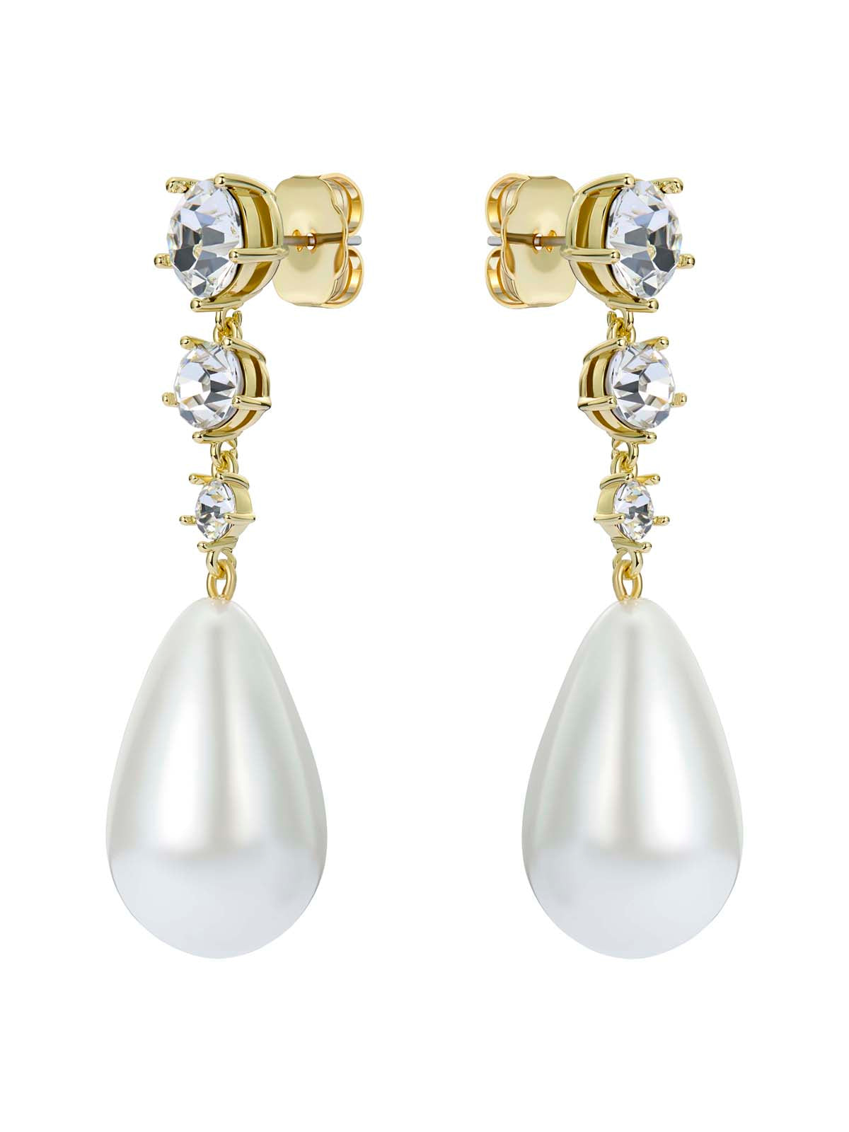 Pearsti Statement Crystal Bead Drop Earrings Pearl