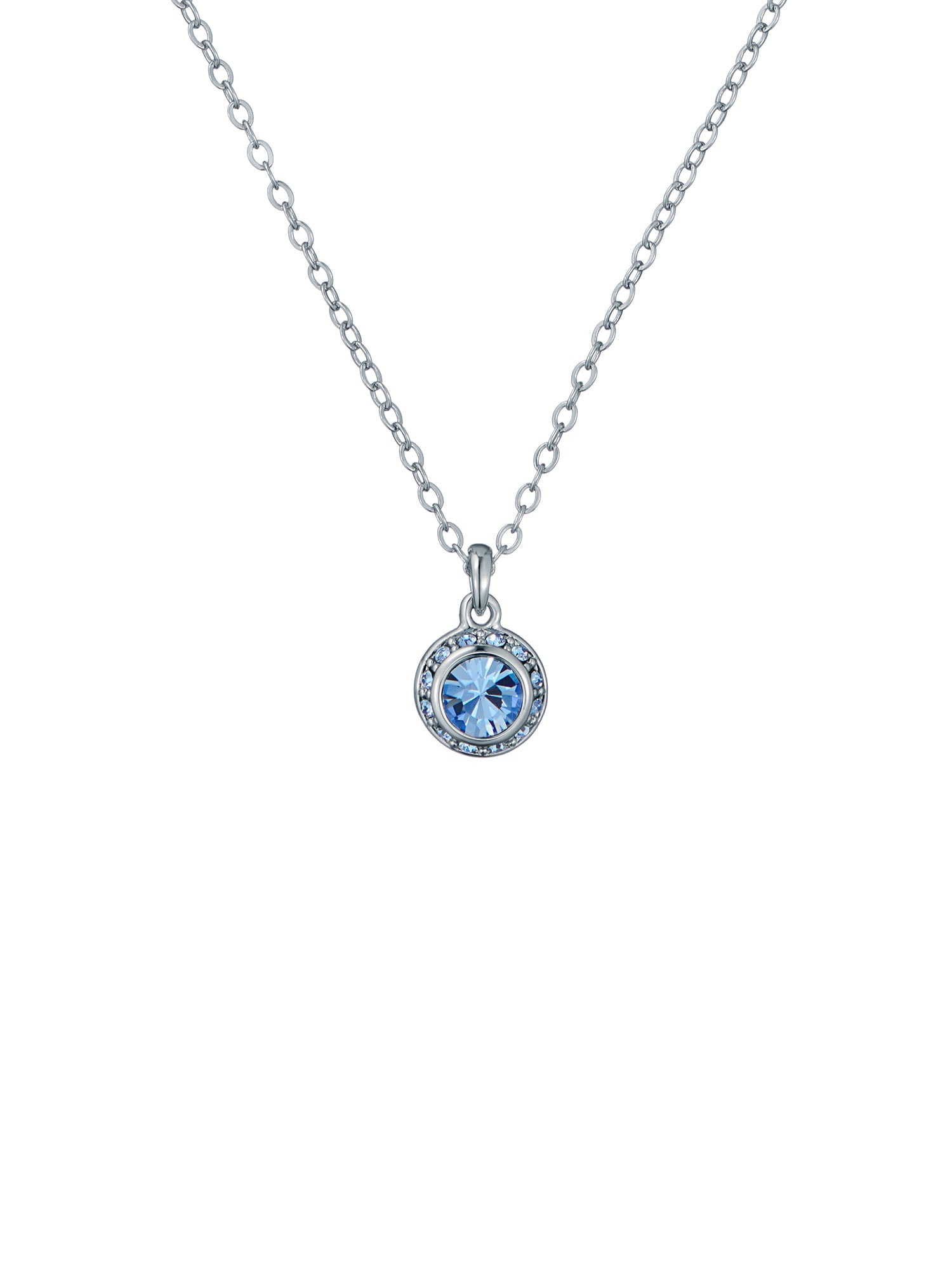 Soltell Solitaire Sparkle Crystal Pendant Necklace Lt-Blue-Silver