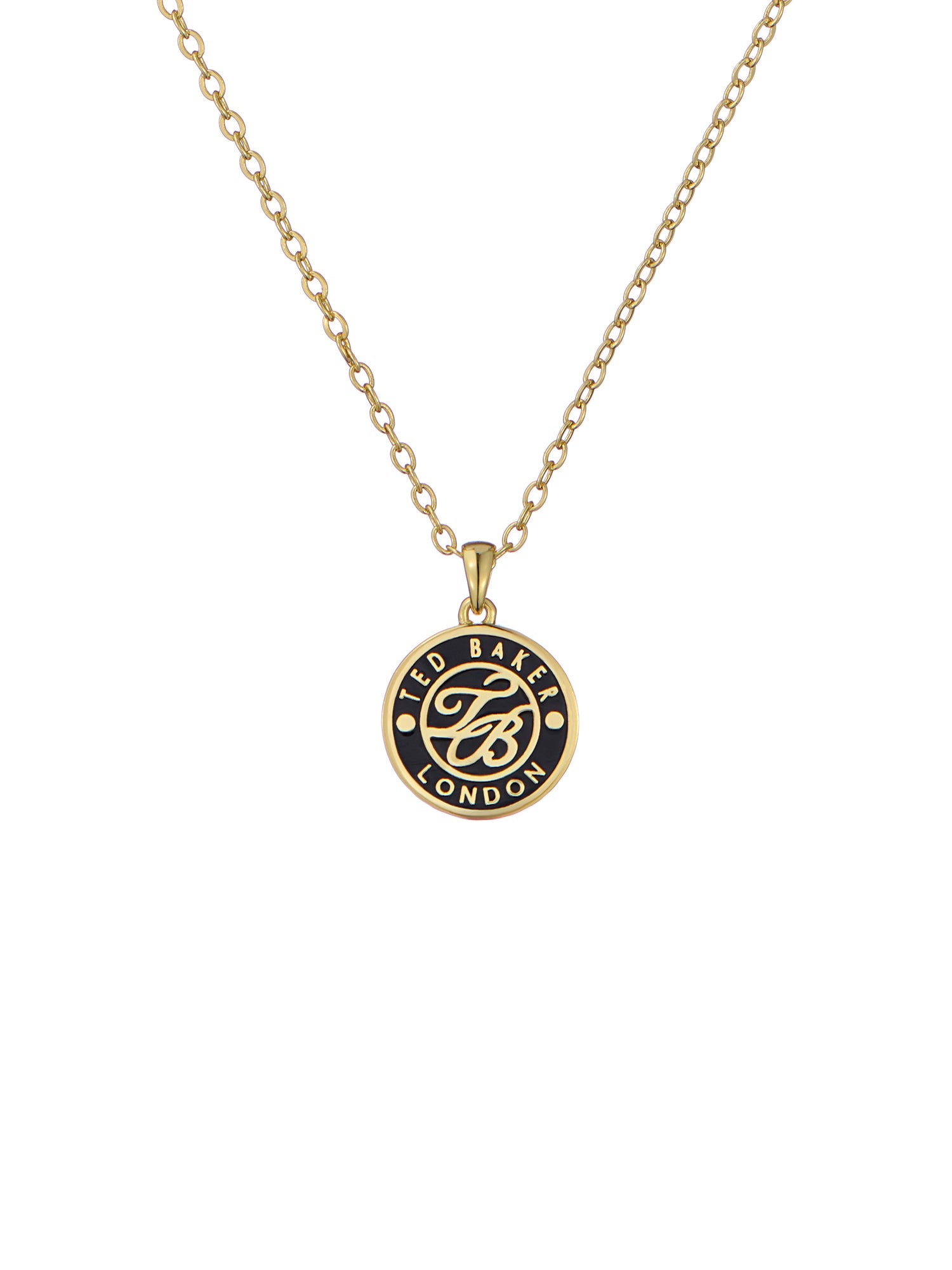 Monella Black Monogram Button Pendant Necklace Gold