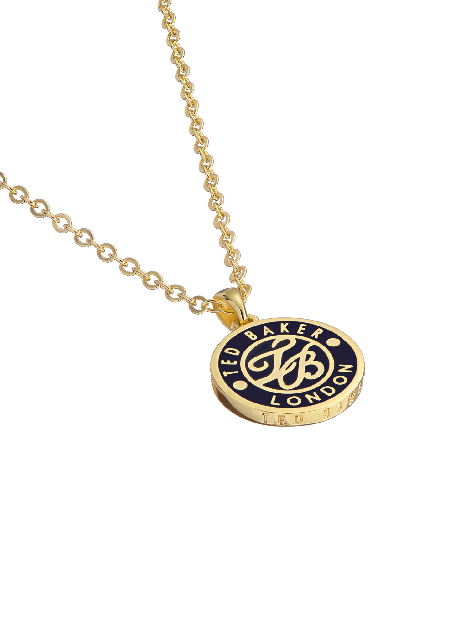 Monella Black Monogram Button Pendant Necklace Gold