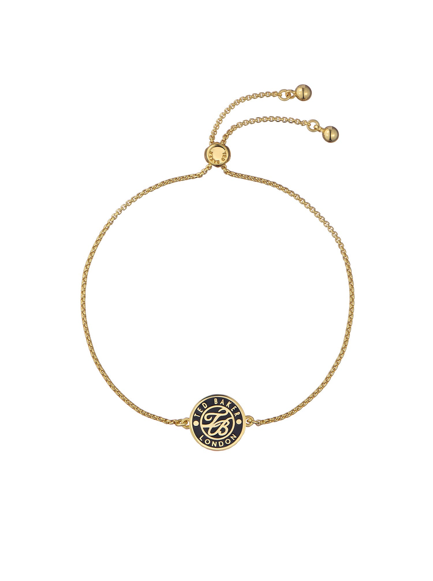 Monelle Black Monogram Button Adjustable Bracelet Gold