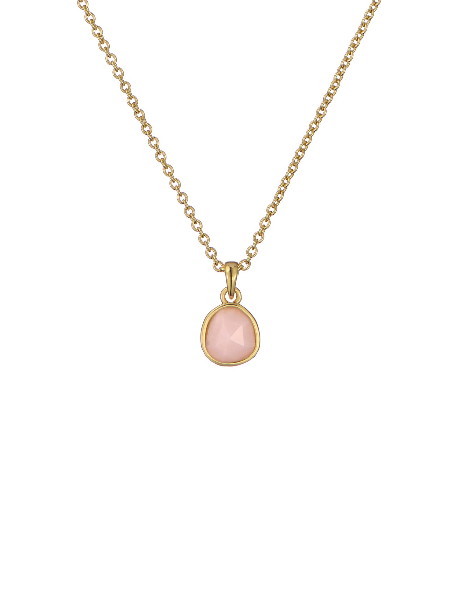 Peralia Pebble Stone Pendant Necklace Lt-Pink-Gold