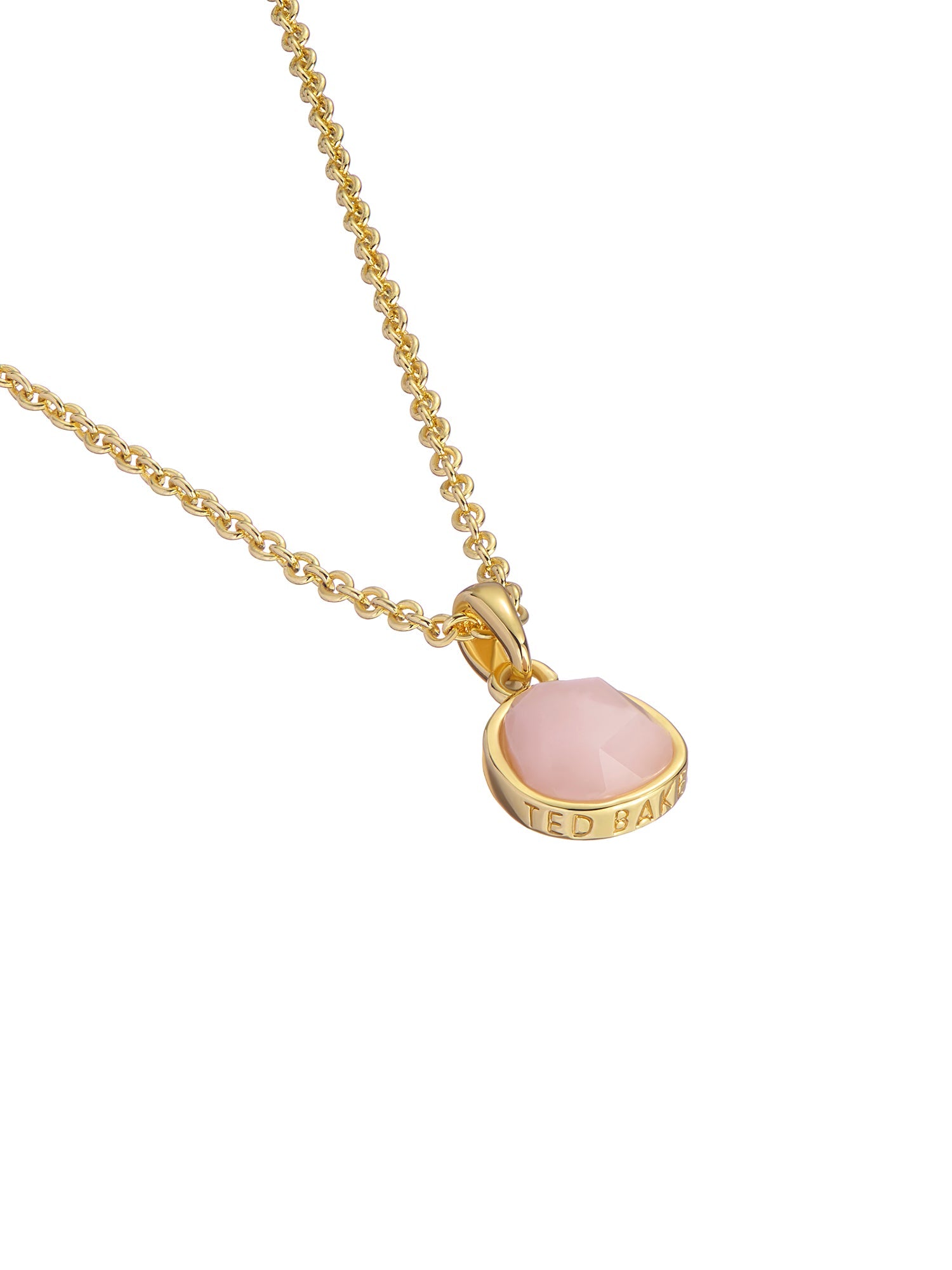 Peralia Pebble Stone Pendant Necklace Lt-Pink-Gold