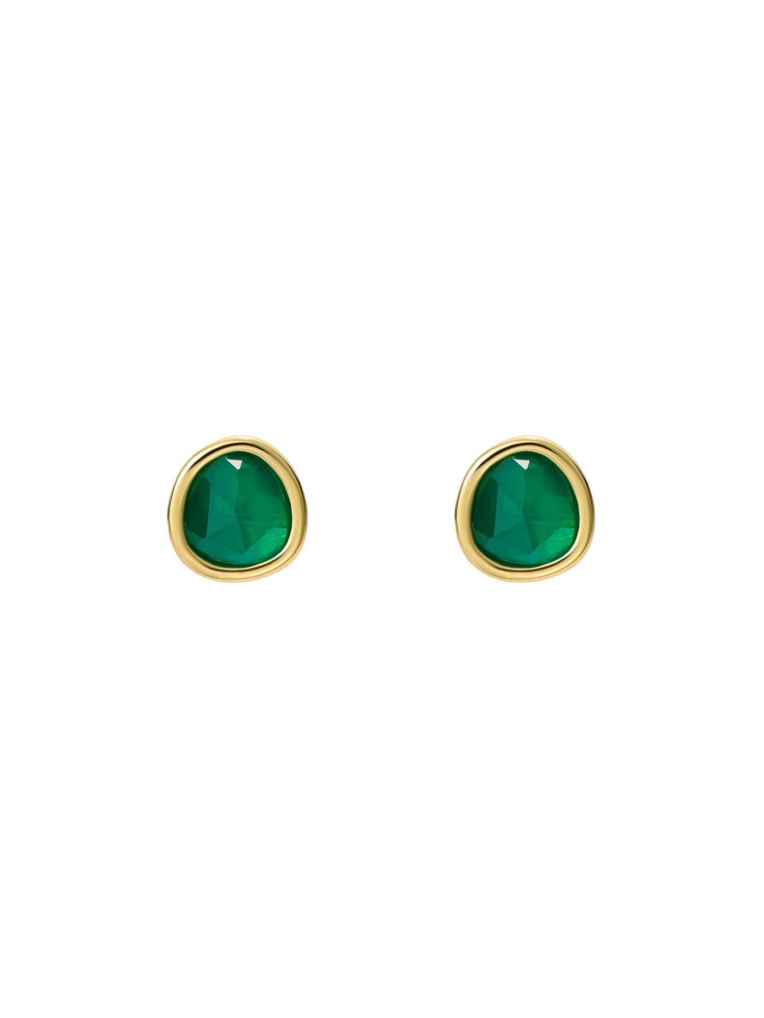 Peliea Pebble Stone Stud Earrings Green-Gold