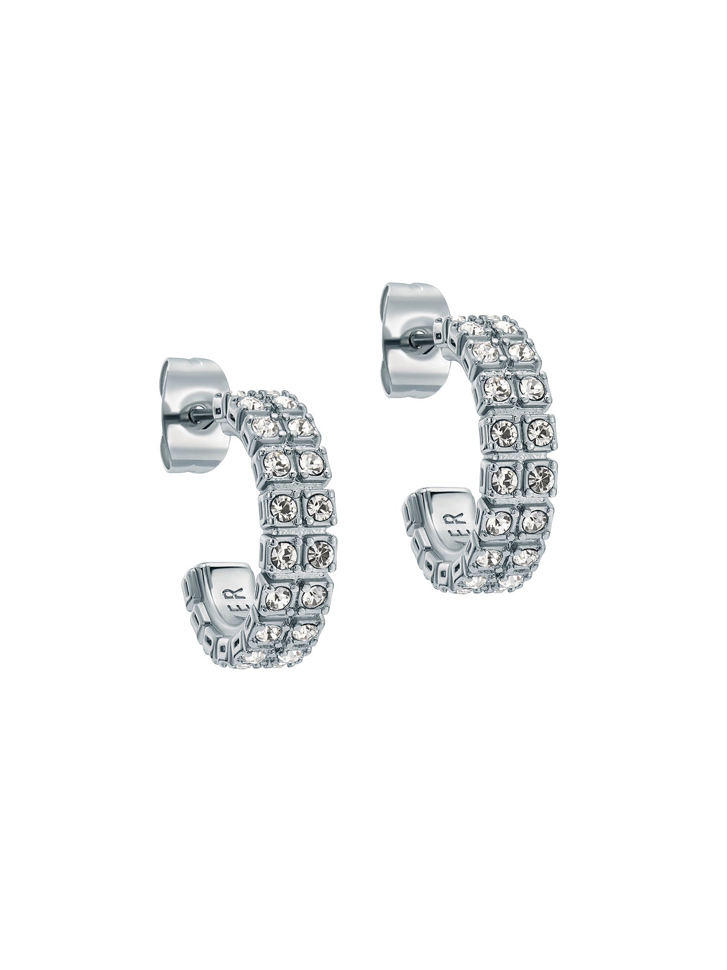 Mellrie Small Double Crystal Hoop Earring Silver