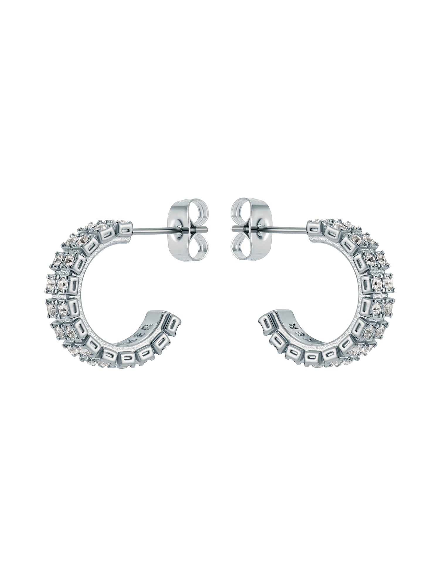 Mellrie Small Double Crystal Hoop Earring Silver